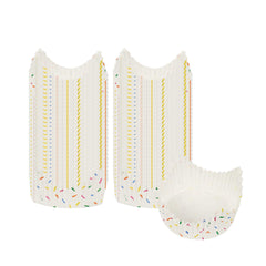 Panificio 4 oz Petal Paper Baking Cup - Colorful Confetti, Ridged, Greaseproof - 2 1/4