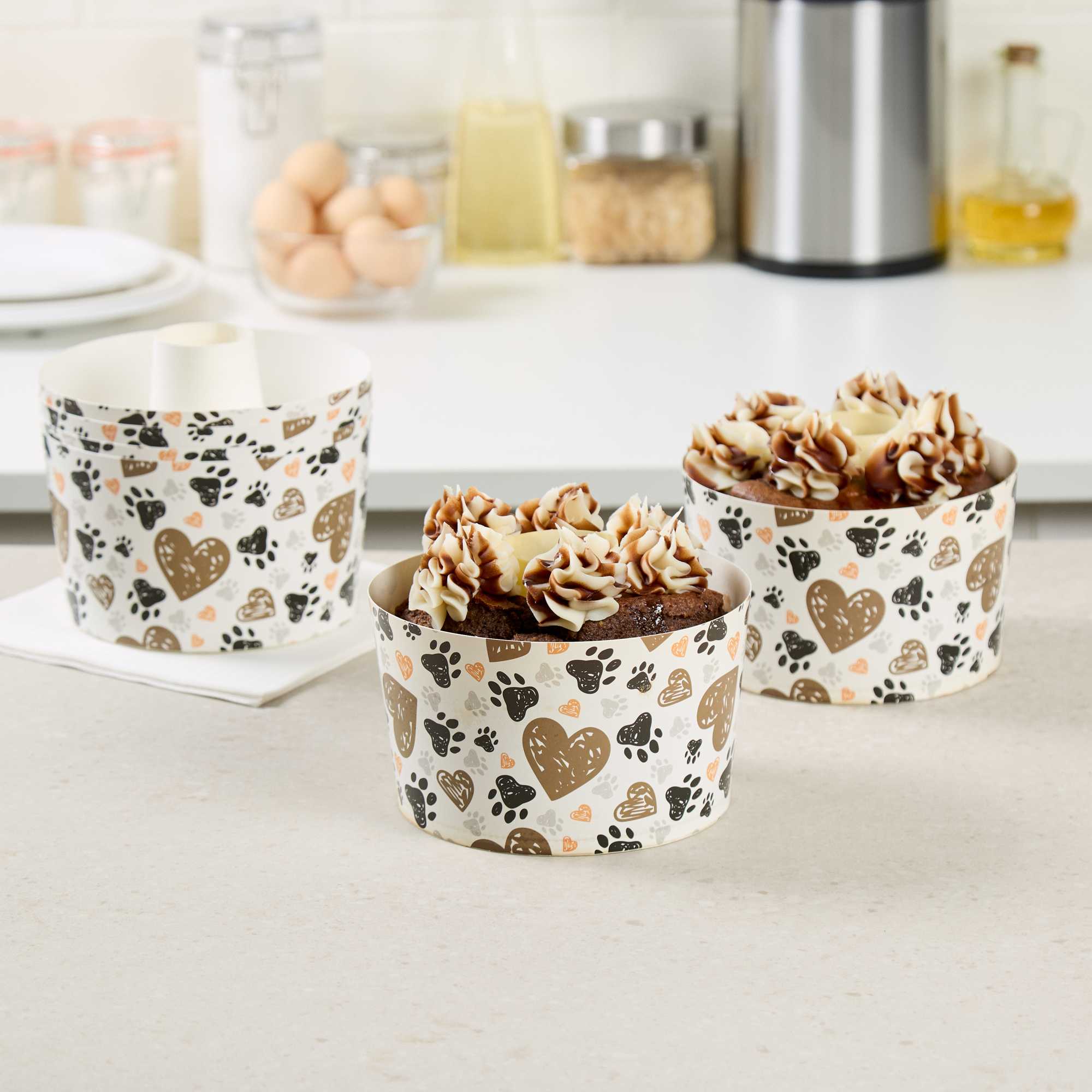 Panificio 53 oz Paper Baking Ring Mold - Paw Print, Greaseproof - 5 3/4" x 5 3/4" x 3 3/4" - 400 count box