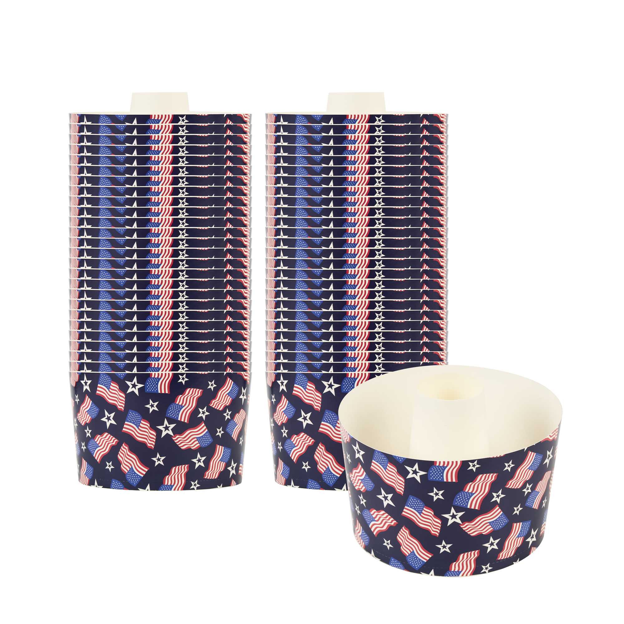 Panificio 53 oz Paper Baking Ring Mold - American Flag, Greaseproof - 5 3/4" x 5 3/4" x 3 3/4" - 400 count box