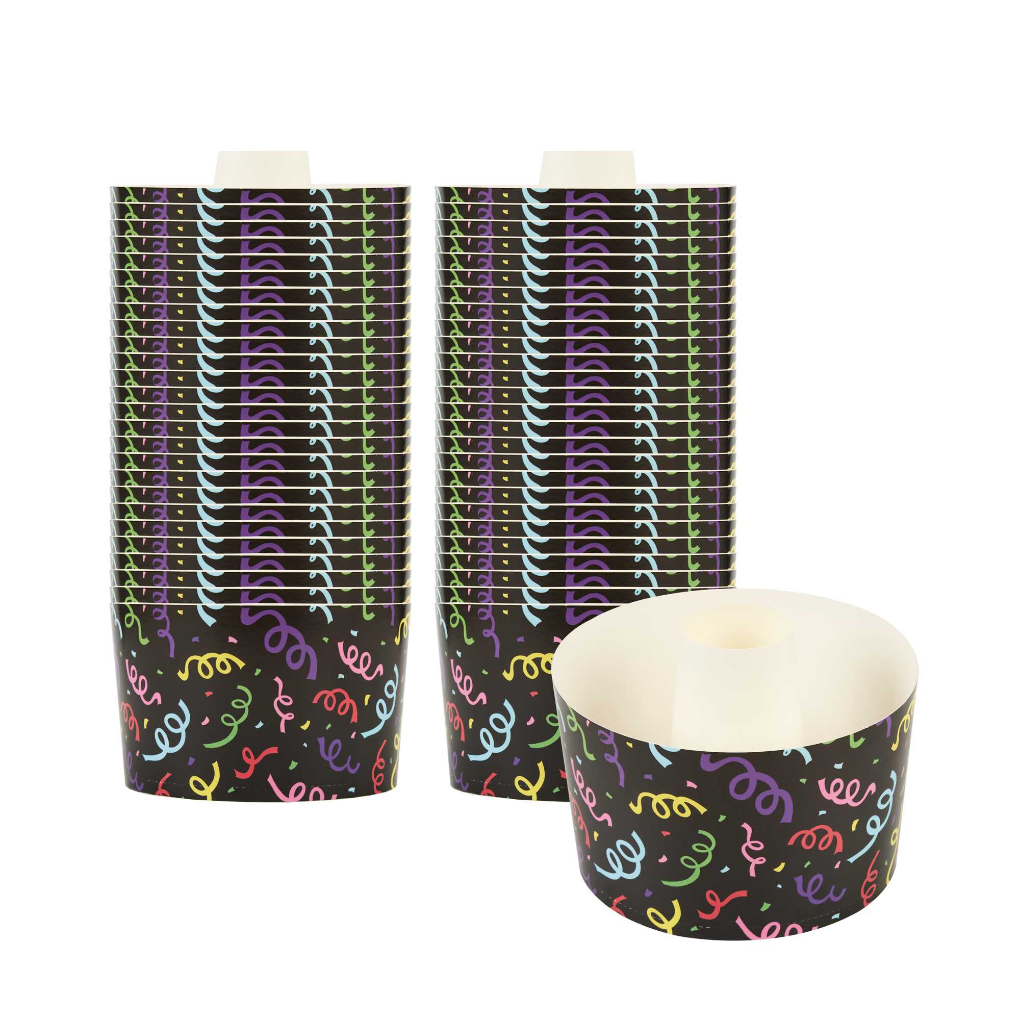 Panificio 53 oz Paper Baking Ring Mold - Colorful Streamers, Greaseproof - 5 3/4" x 5 3/4" x 3 3/4" - 400 count box