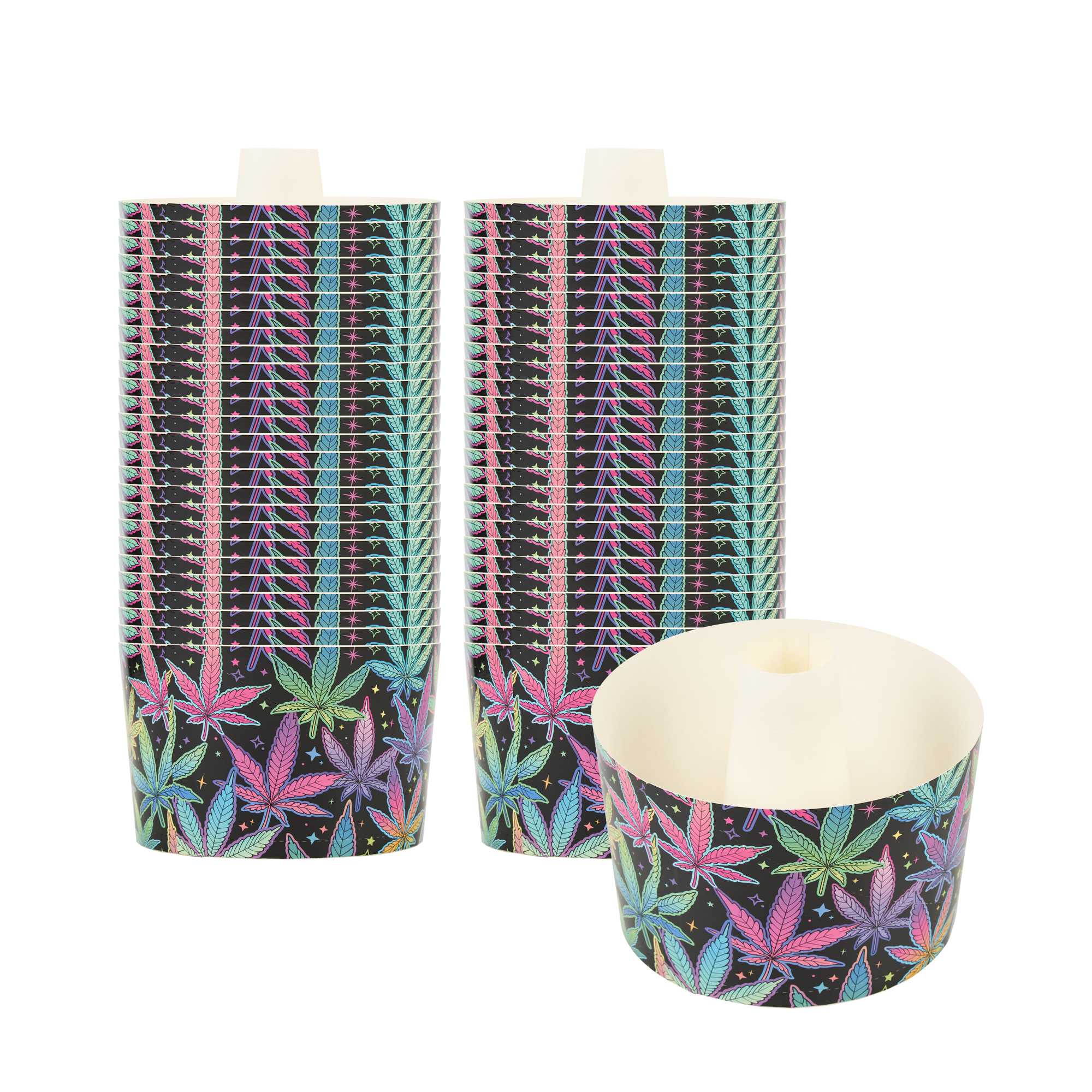 Panificio 38 oz Paper Baking Ring Mold - Trippy Leaf Print, Greaseproof - 5" x 5" x 3 3/4" - 600 count box