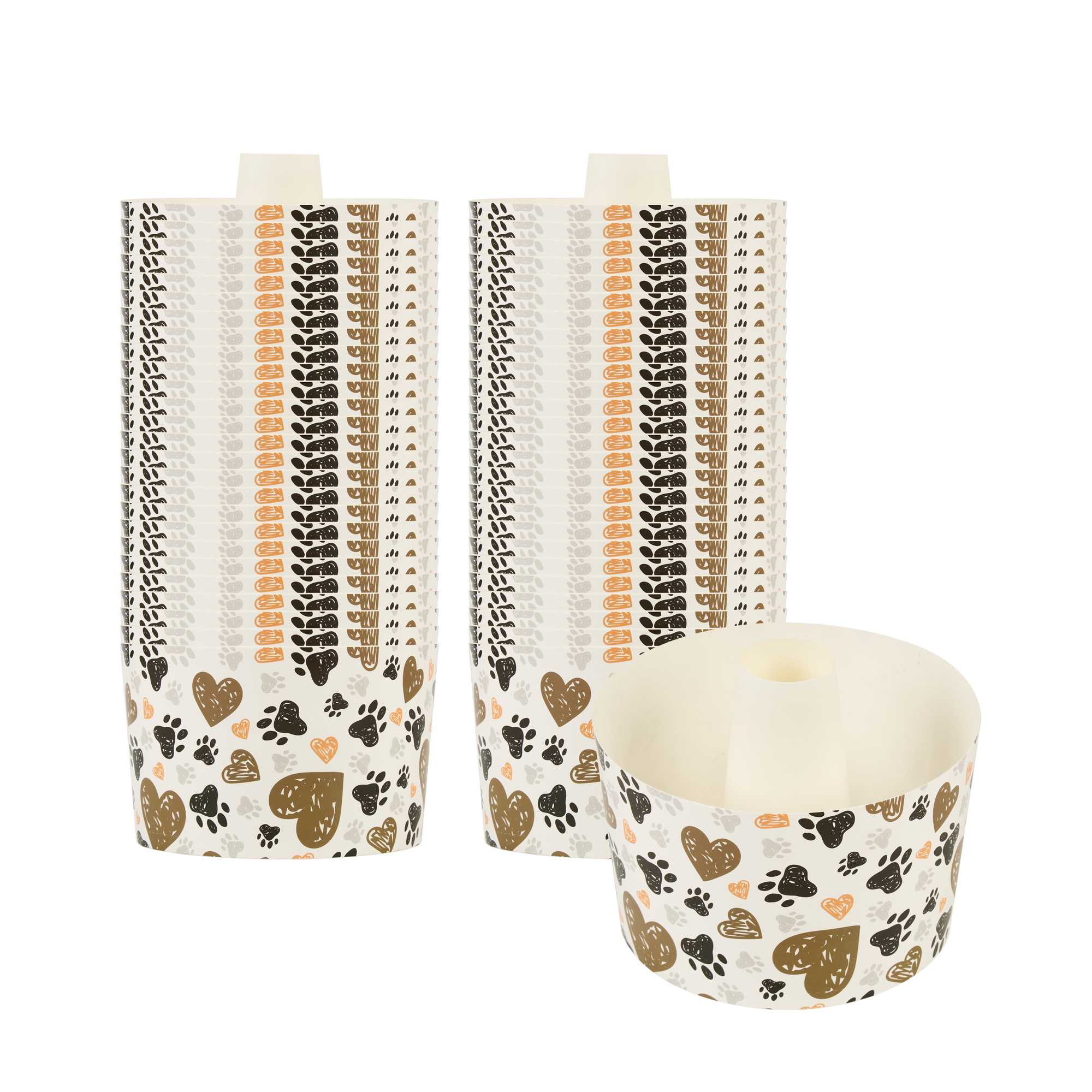 Panificio 38 oz Paper Baking Ring Mold - Paw Print, Greaseproof - 5" x 5" x 3 3/4" - 600 count box