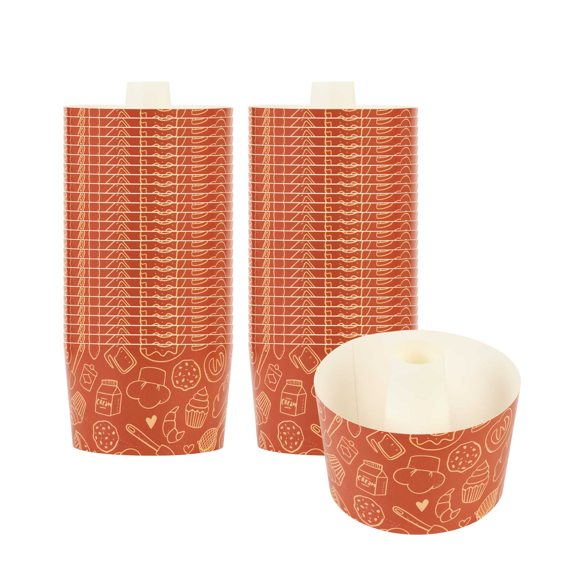 Panificio 38 oz Brown Paper Baking Ring Mold - Bakery, Greaseproof - 5" x 5" x 3 3/4" - 600 count box