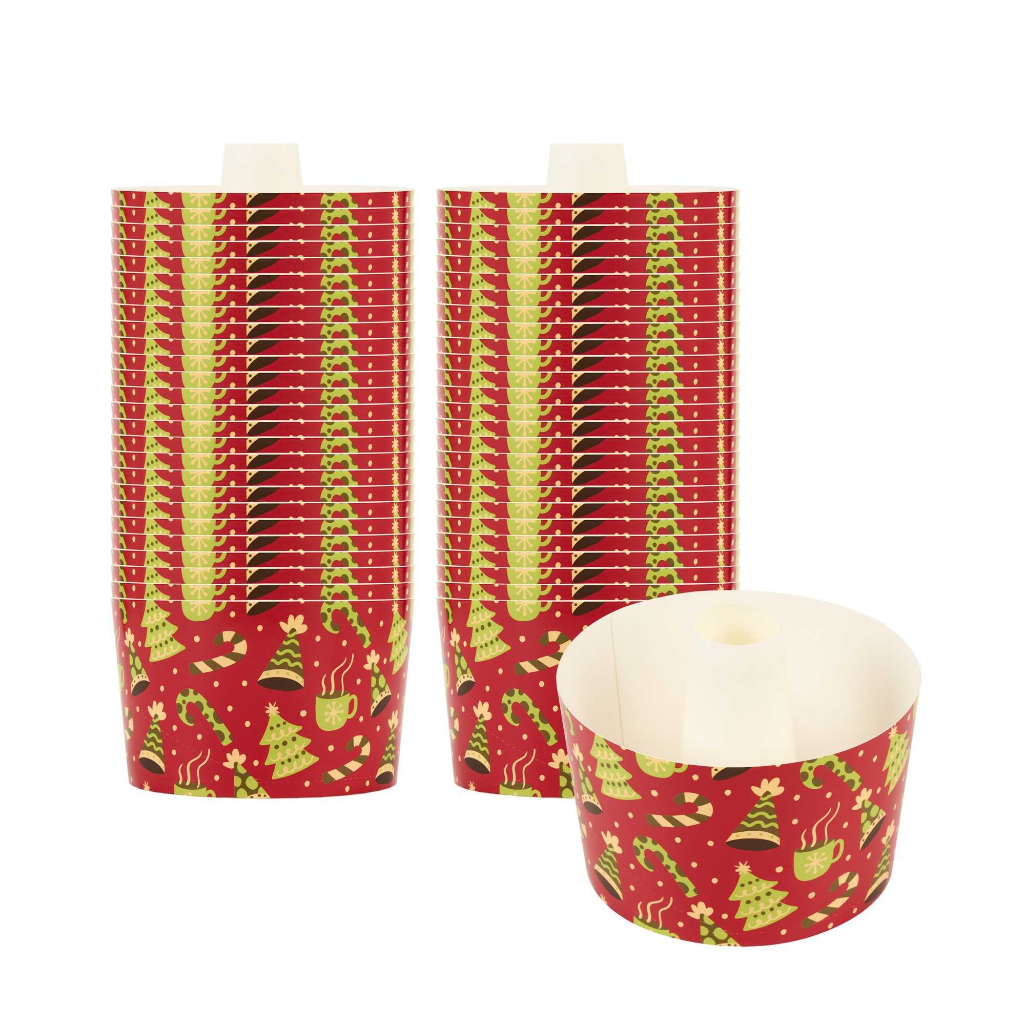 Panificio 38 oz Paper Baking Ring Mold - Christmas, Greaseproof - 5" x 5" x 3 3/4" - 600 count box