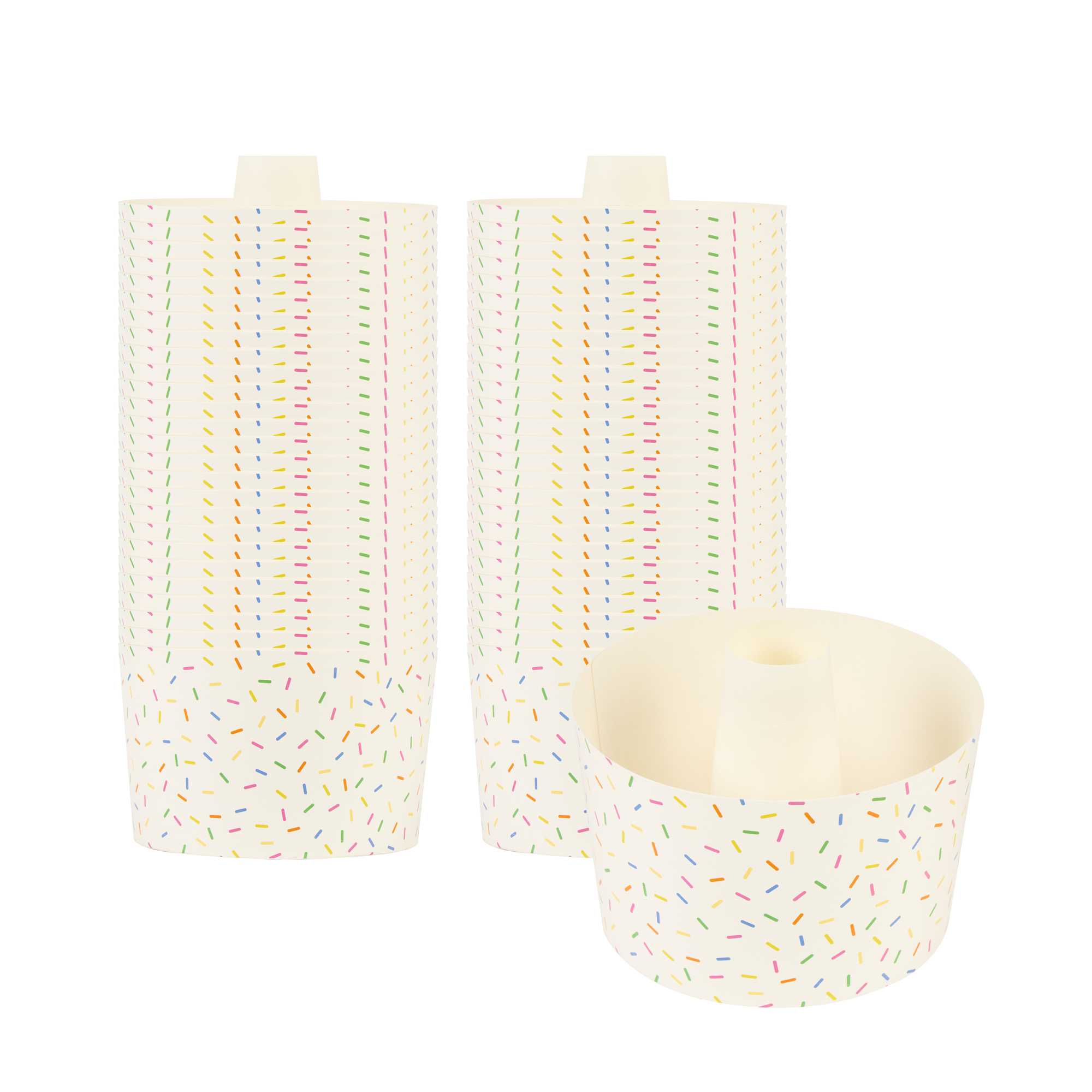 Panificio 38 oz Paper Baking Ring Mold - Colorful Confetti, Greaseproof - 5" x 5" x 3 3/4" - 600 count box