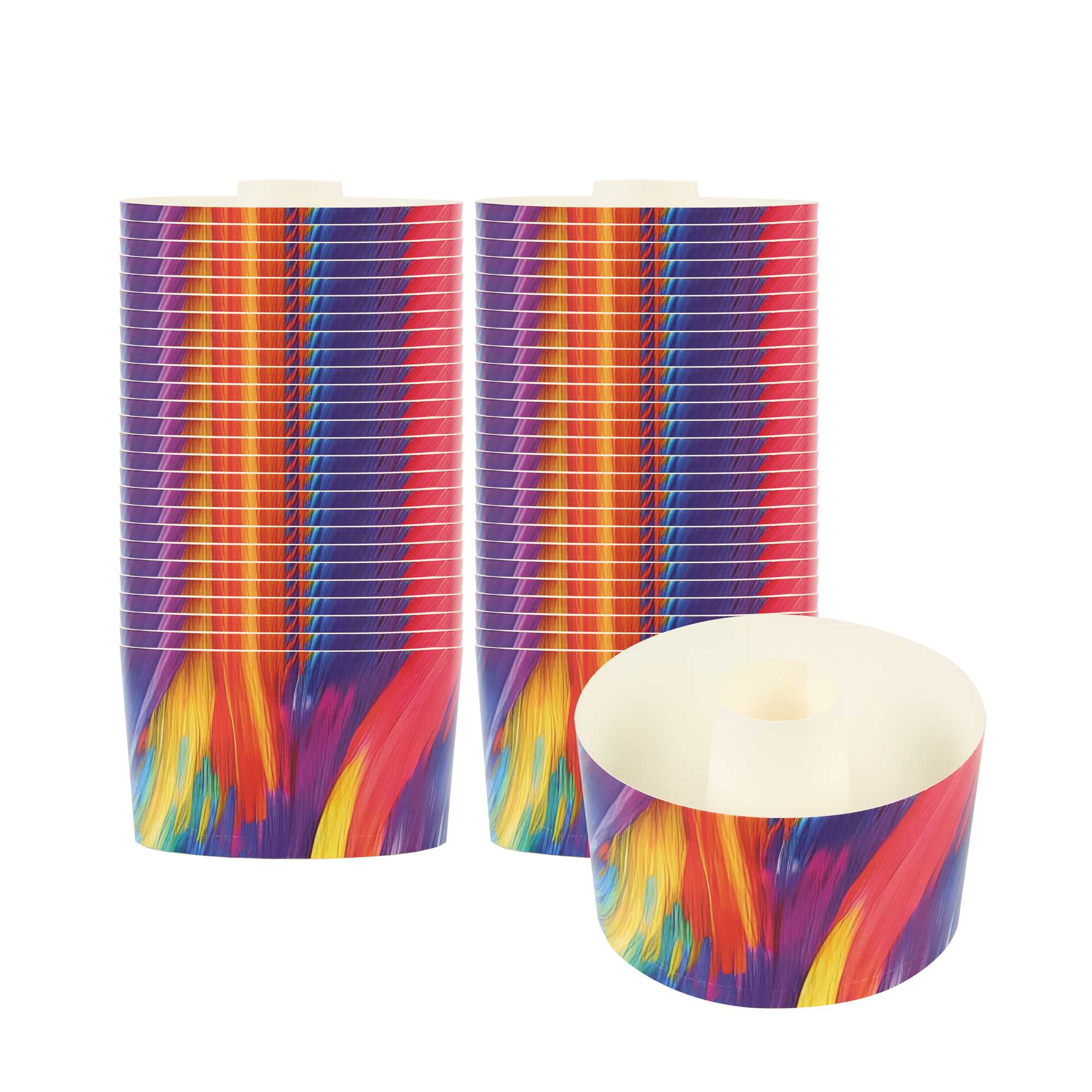 Panificio 22 oz Paper Baking Ring Mold - Colorful Abstract Waves, Greaseproof - 4 1/2" x 4 1/2" x 2 3/4" - 900 count box