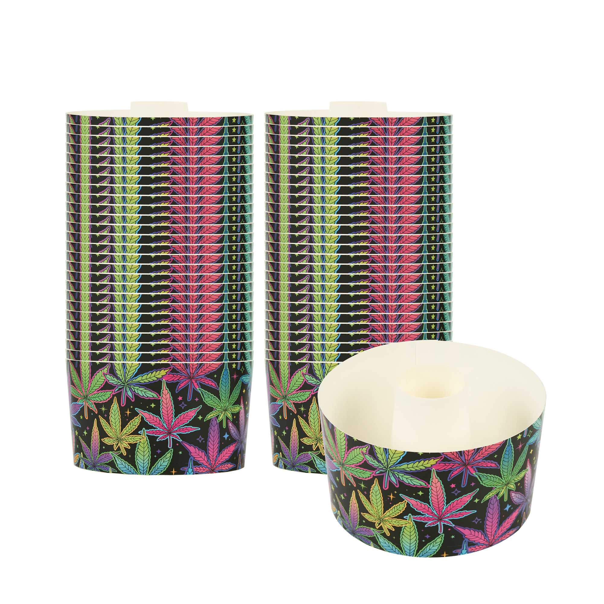 Panificio 22 oz Paper Baking Ring Mold - Trippy Leaf Print, Greaseproof - 4 1/2" x 4 1/2" x 2 3/4" - 900 count box