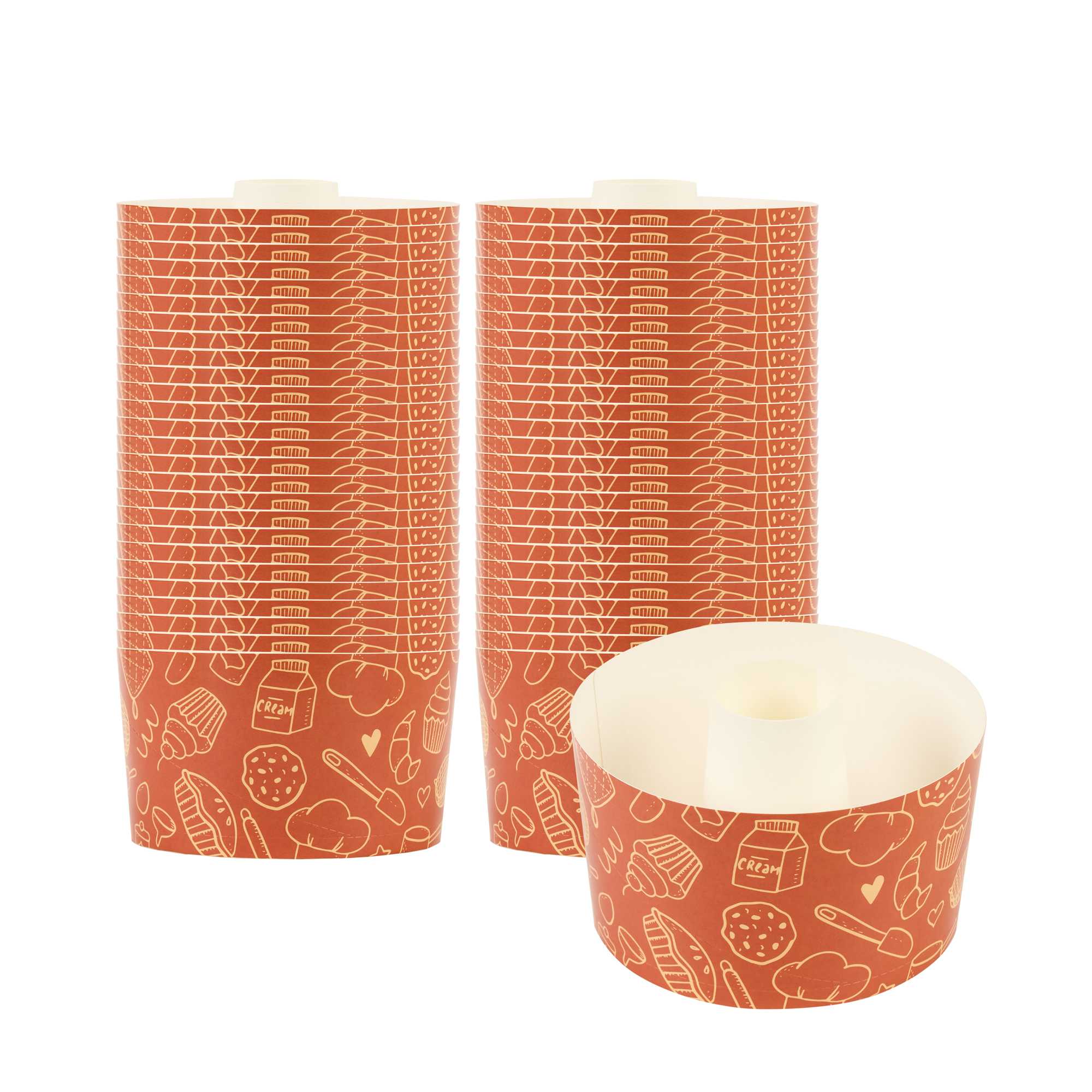 Panificio 22 oz Brown Paper Baking Ring Mold - Bakery, Greaseproof - 4 1/2" x 4 1/2" x 2 3/4" - 900 count box