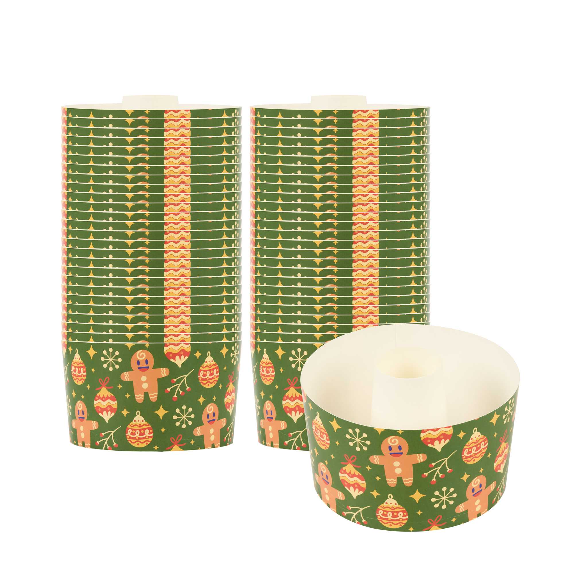 Panificio 22 oz Paper Baking Ring Mold - Christmas, Greaseproof - 4 1/2" x 4 1/2" x 2 3/4" - 900 count box