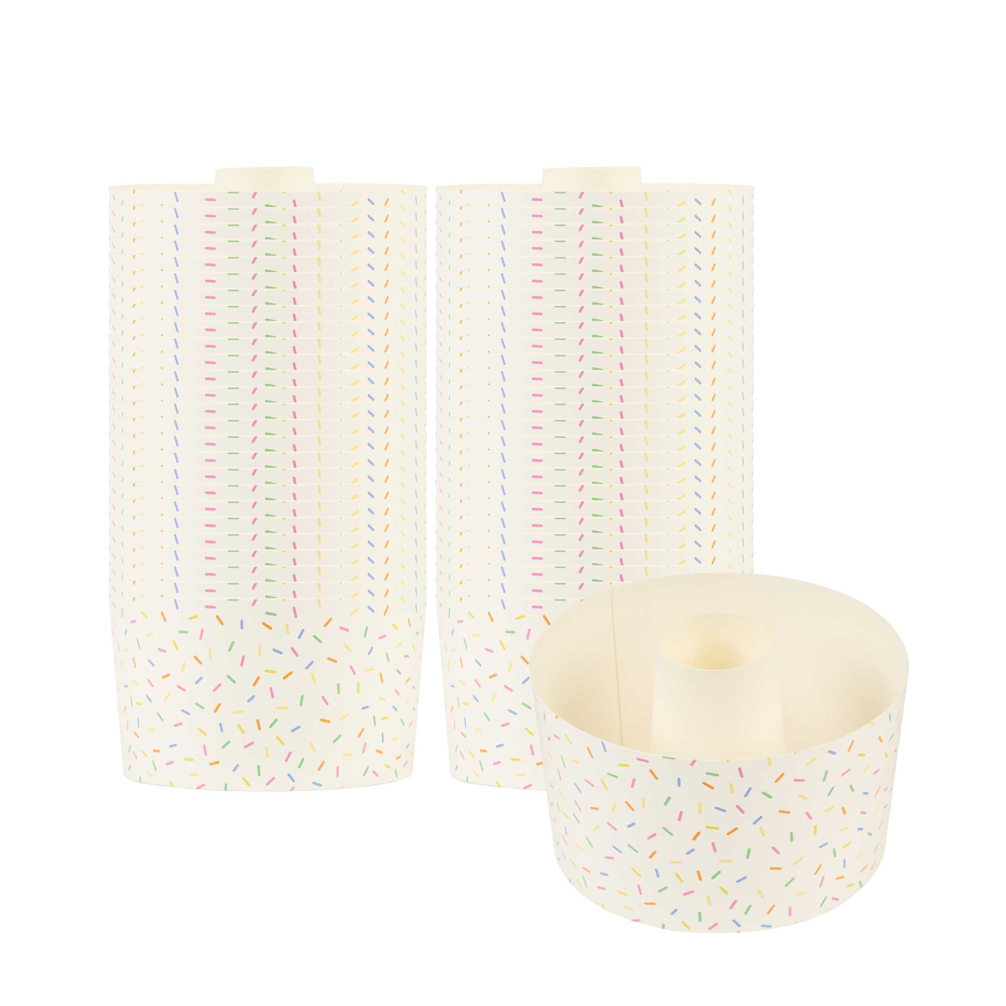Panificio 22 oz Paper Baking Ring Mold - Colorful Confetti, Greaseproof - 4 1/2" x 4 1/2" x 2 3/4" - 900 count box