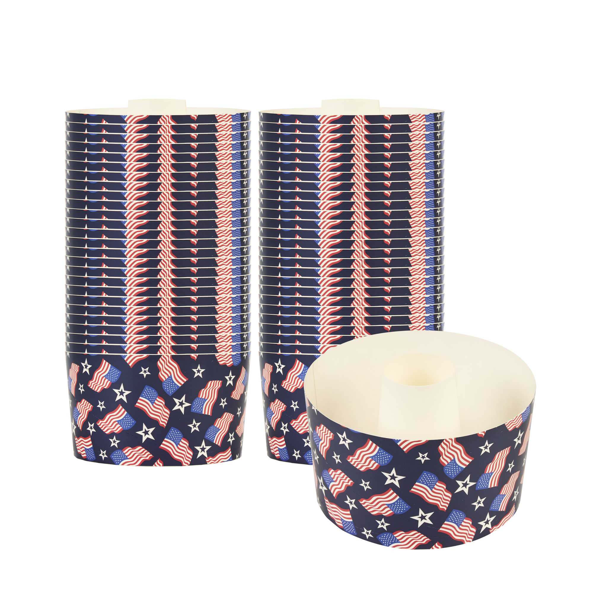 Panificio 22 oz Paper Baking Ring Mold - American Flag, Greaseproof - 4 1/2" x 4 1/2" x 2 3/4" - 900 count box