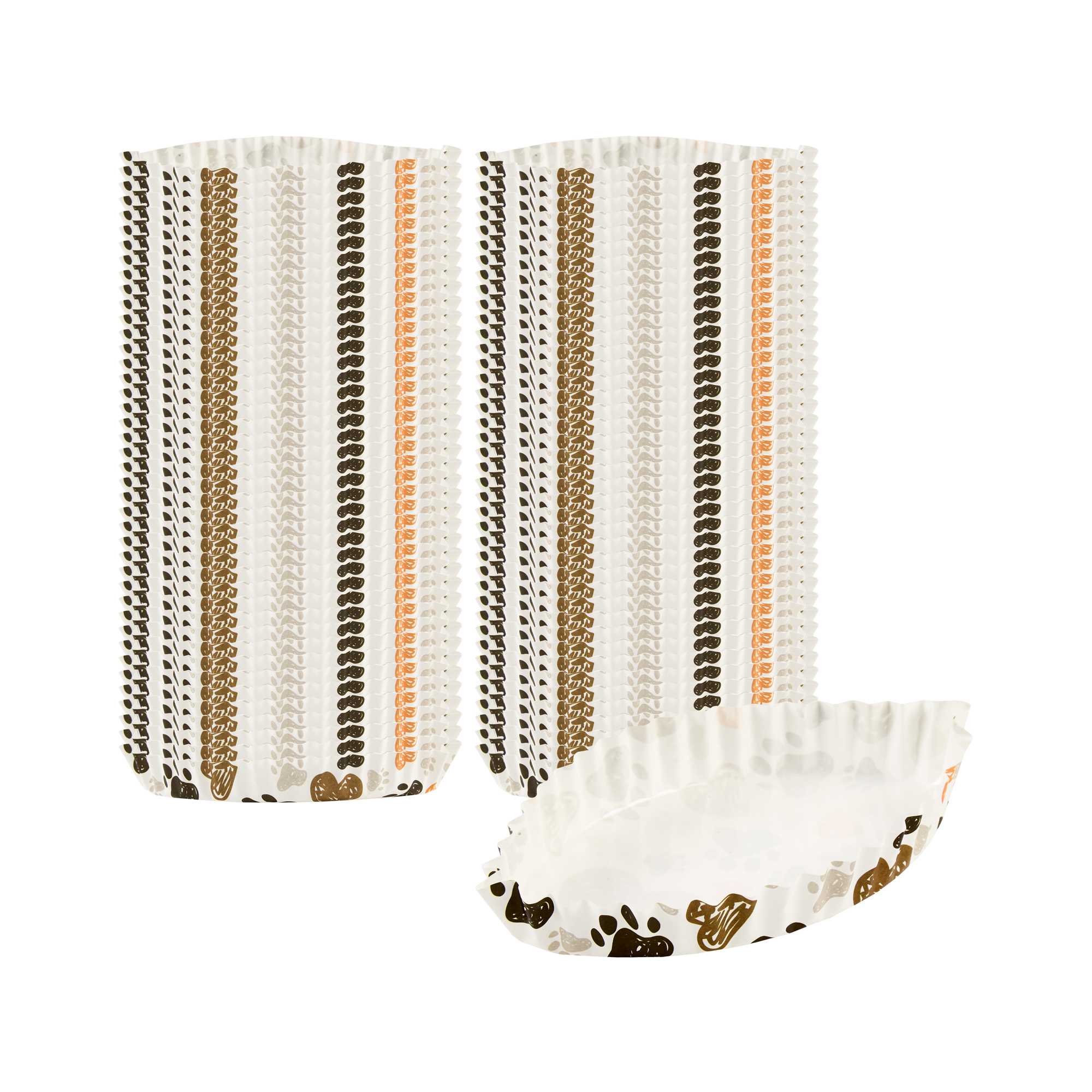 Panificio 5.4 oz Leaf Paper Baking Cup - Paw Print, Ridged, Greaseproof - 4" x 3 1/4" x 3/4" - 4000 count box
