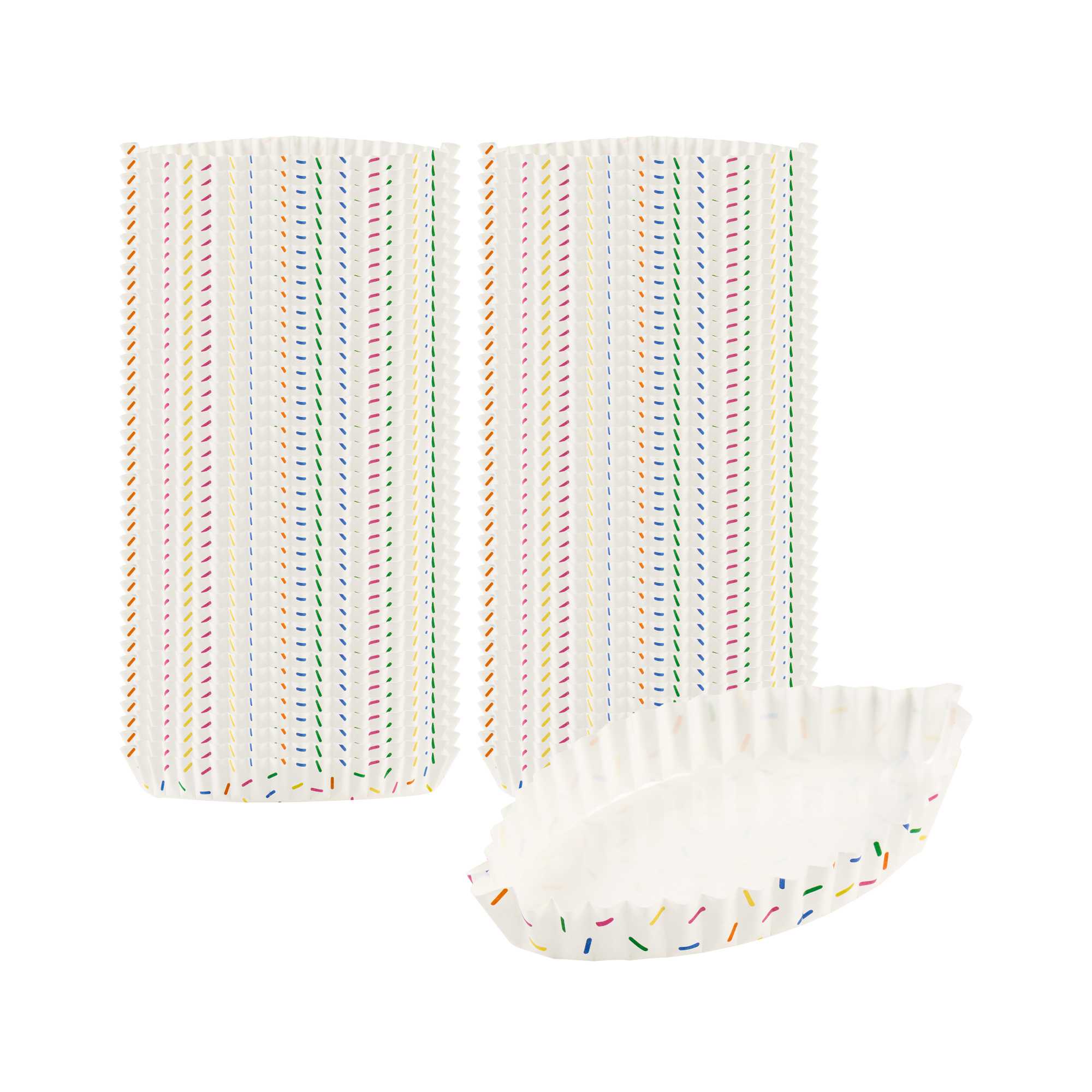 Panificio 5.4 oz Leaf Paper Baking Cup - Colorful Confetti, Ridged, Greaseproof - 4" x 3 1/4" x 3/4" - 4000 count box