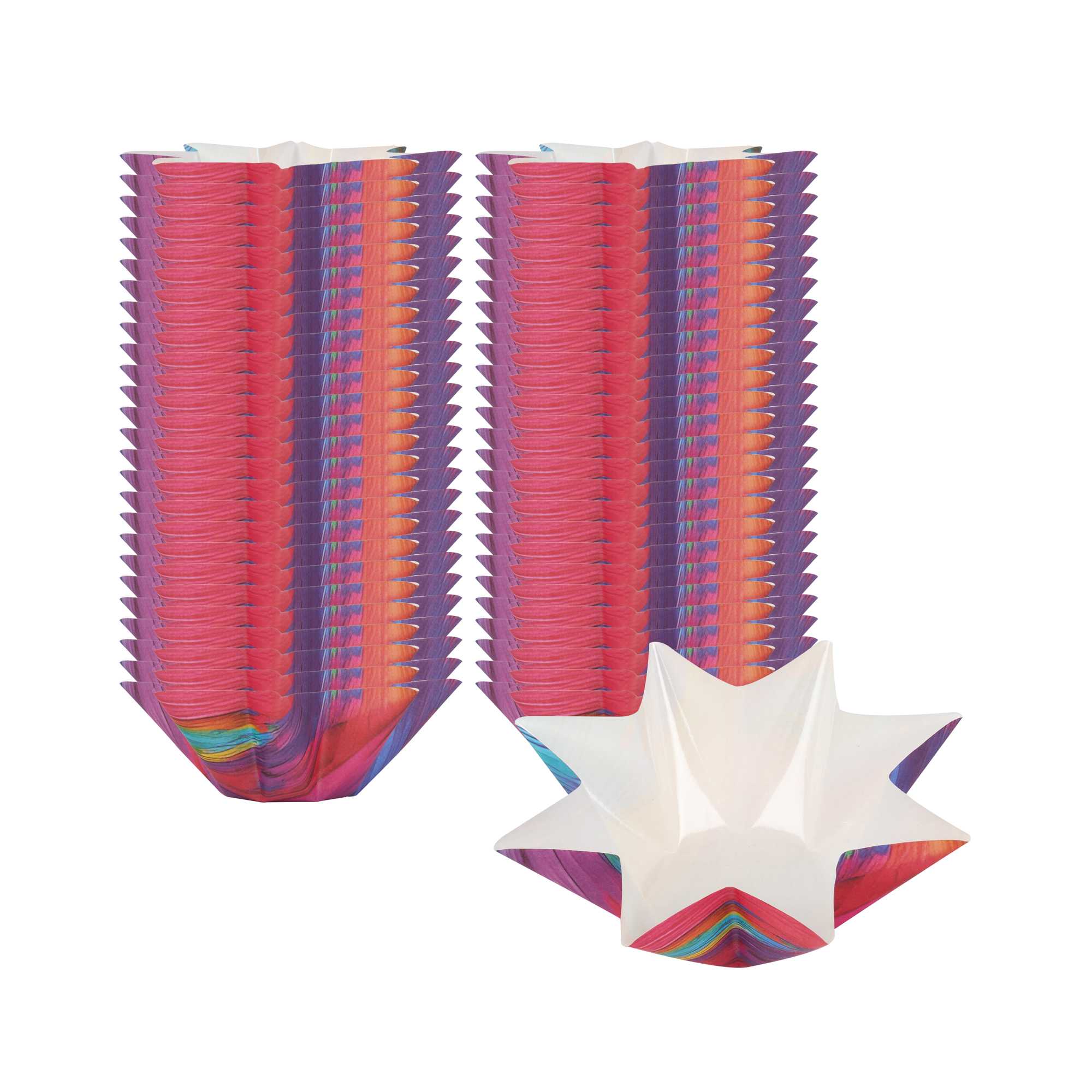 Panificio 10.2 oz Octagon Paper Baking Cup - Colorful Abstract Waves, Greaseproof - 2 1/4" x 2 1/4" x 2 1/4" - 200 count box