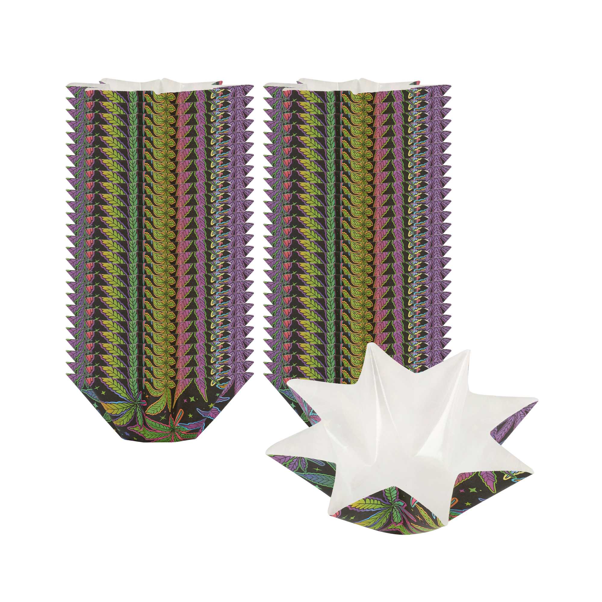 Panificio 10.2 oz Octagon Paper Baking Cup - Trippy Leaf Print, Greaseproof - 2 1/4" x 2 1/4" x 2 1/4" - 4000 count box