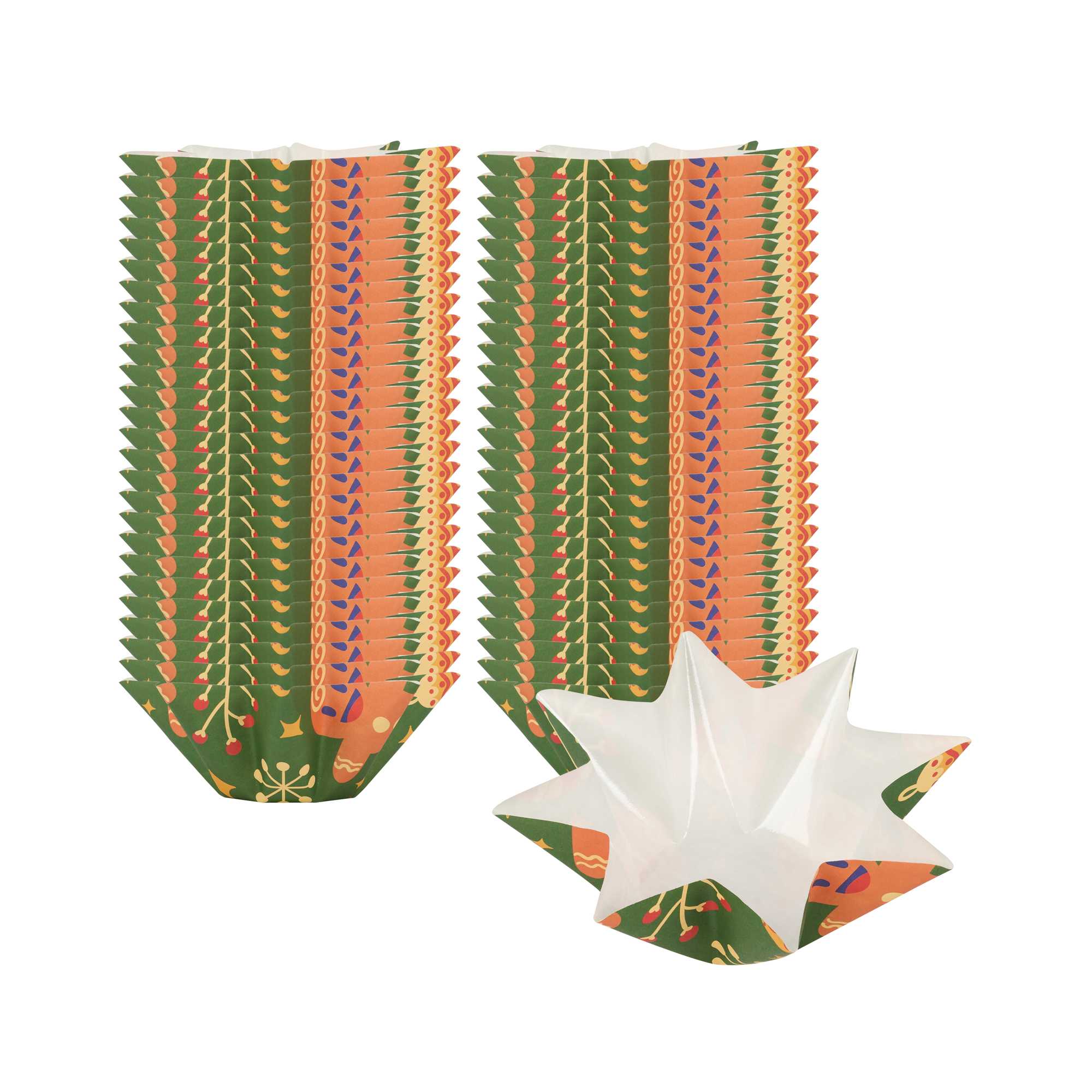 Panificio 10.2 oz Octagon Paper Baking Cup - Christmas, Greaseproof - 2 1/4" x 2 1/4" x 2 1/4" - 4000 count box