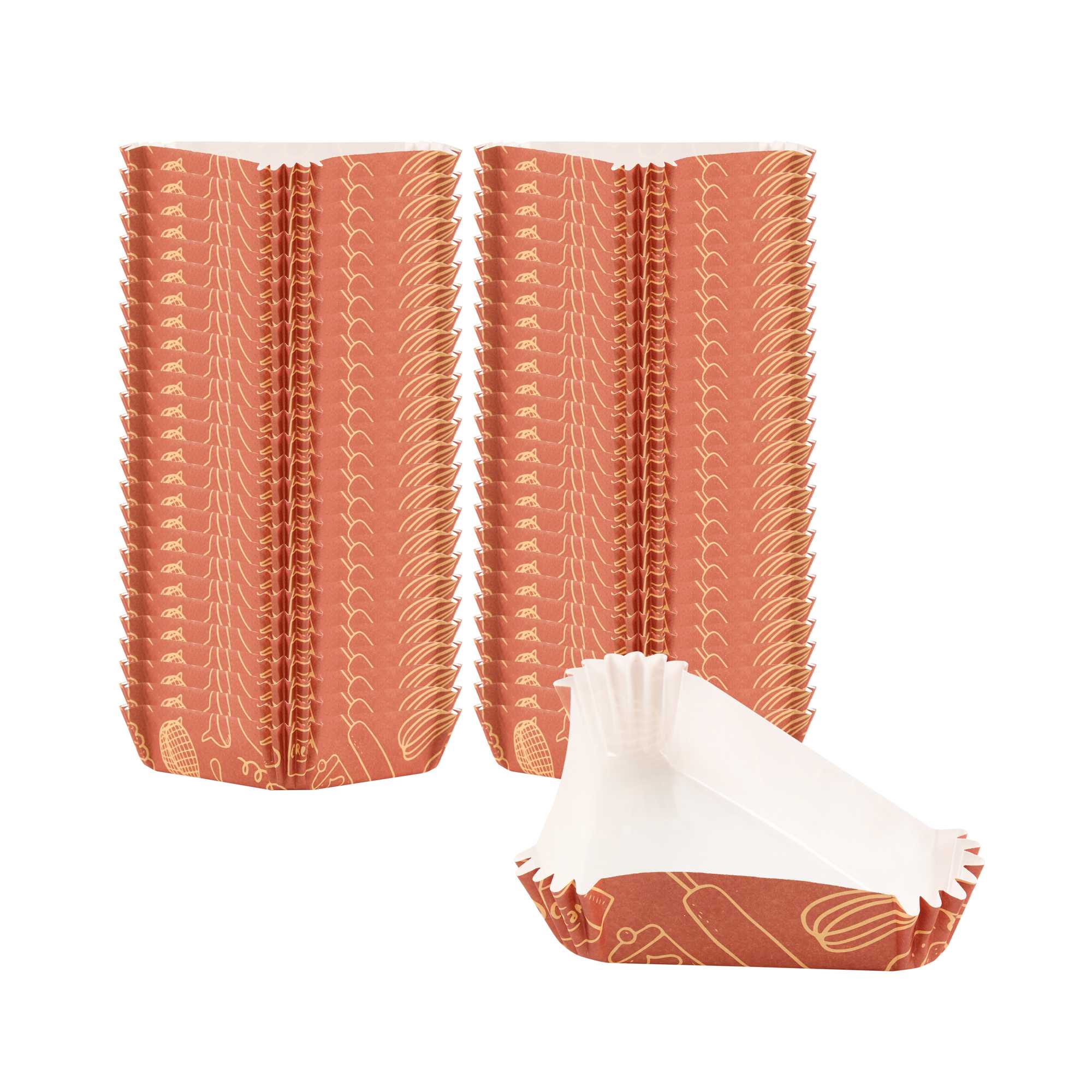 Panificio 6.8 oz Triangle Brown Paper Baking Cup - Bakery, Ridged, Greaseproof - 5" x 3" x 1 1/4" - 4000 count box