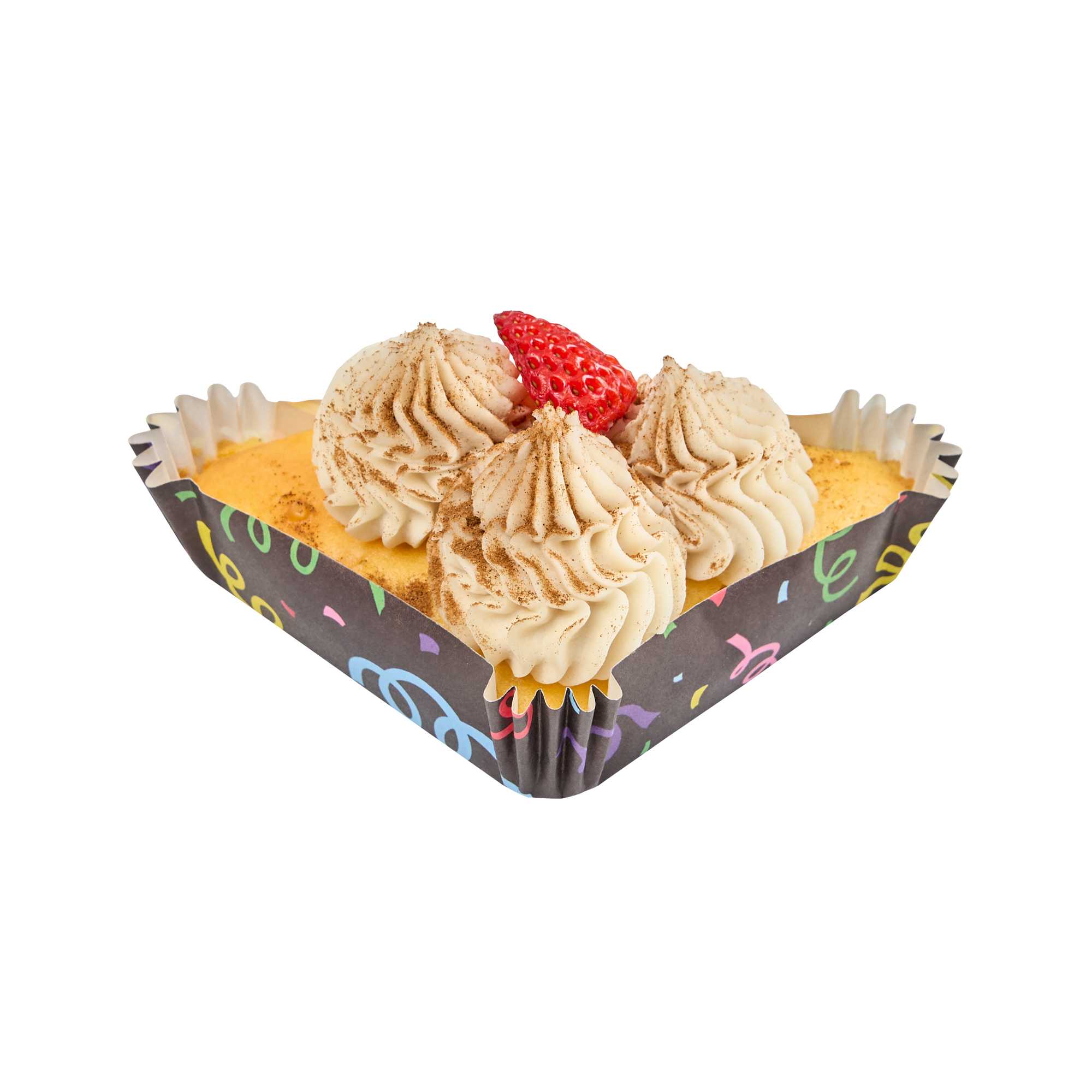 Panificio 6.8 oz Triangle Paper Baking Cup - Colorful Streamers, Ridged, Greaseproof - 5" x 3" x 1 1/4" - 4000 count box