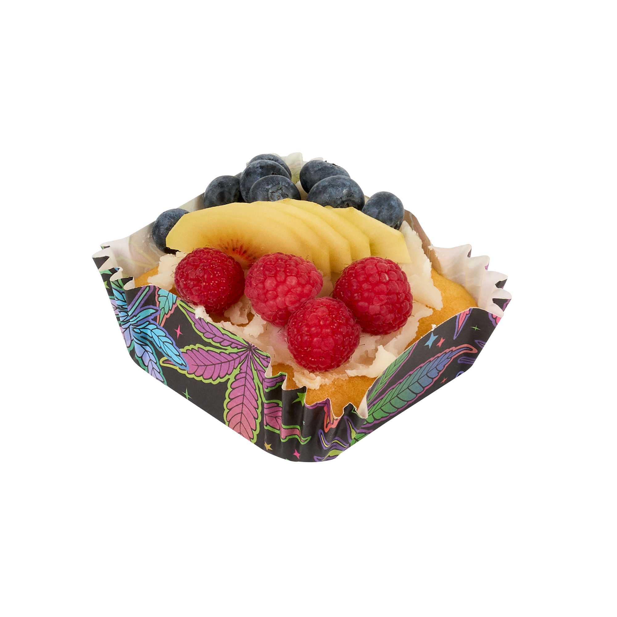 Panificio 6 oz Square Paper Baking Cup - Trippy Leaf Print, Greaseproof - 3 1/4" x 3 1/4" x 1 1/4" - 4000 count box