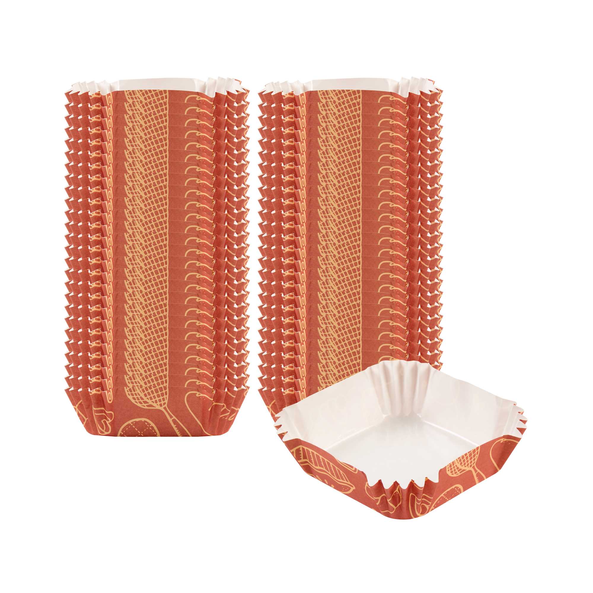 Panificio 6 oz Square Brown Paper Baking Cup - Bakery, Greaseproof - 3 1/4" x 3 1/4" x 1 1/4" - 4000 count box