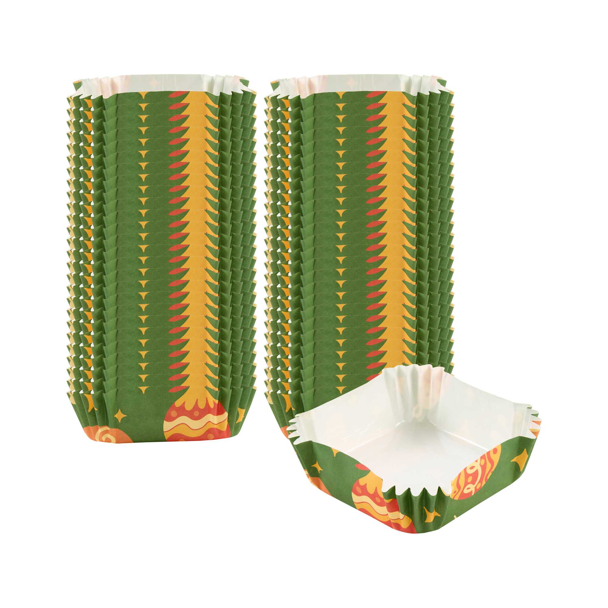 Panificio 6 oz Square Paper Baking Cup - Christmas, Greaseproof - 3 1/4" x 3 1/4" x 1 1/4" - 4000 count box