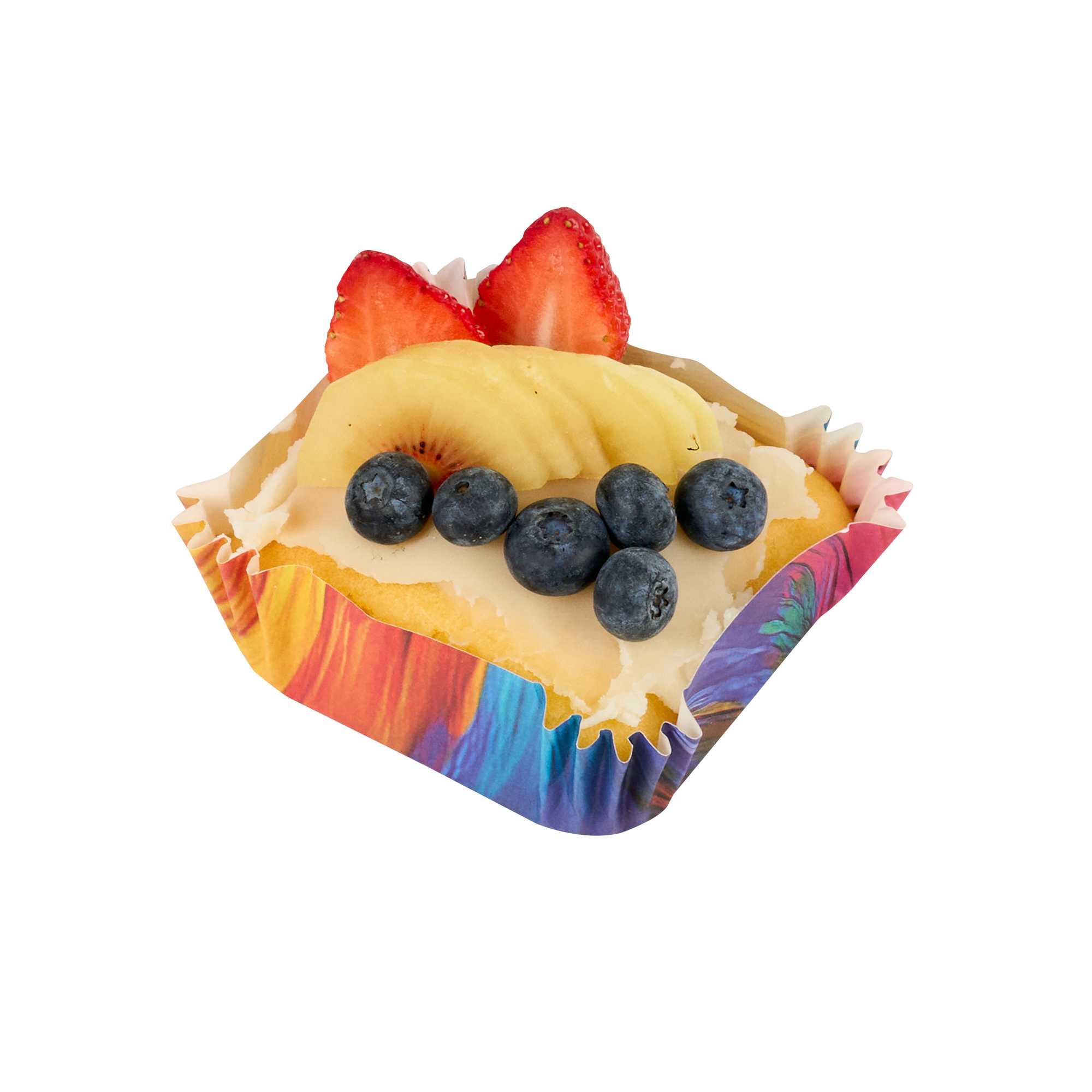 Panificio 6 oz Square Paper Baking Cup - Colorful Abstract Waves, Greaseproof - 3 1/4" x 3 1/4" x 1 1/4" - 4000 count box