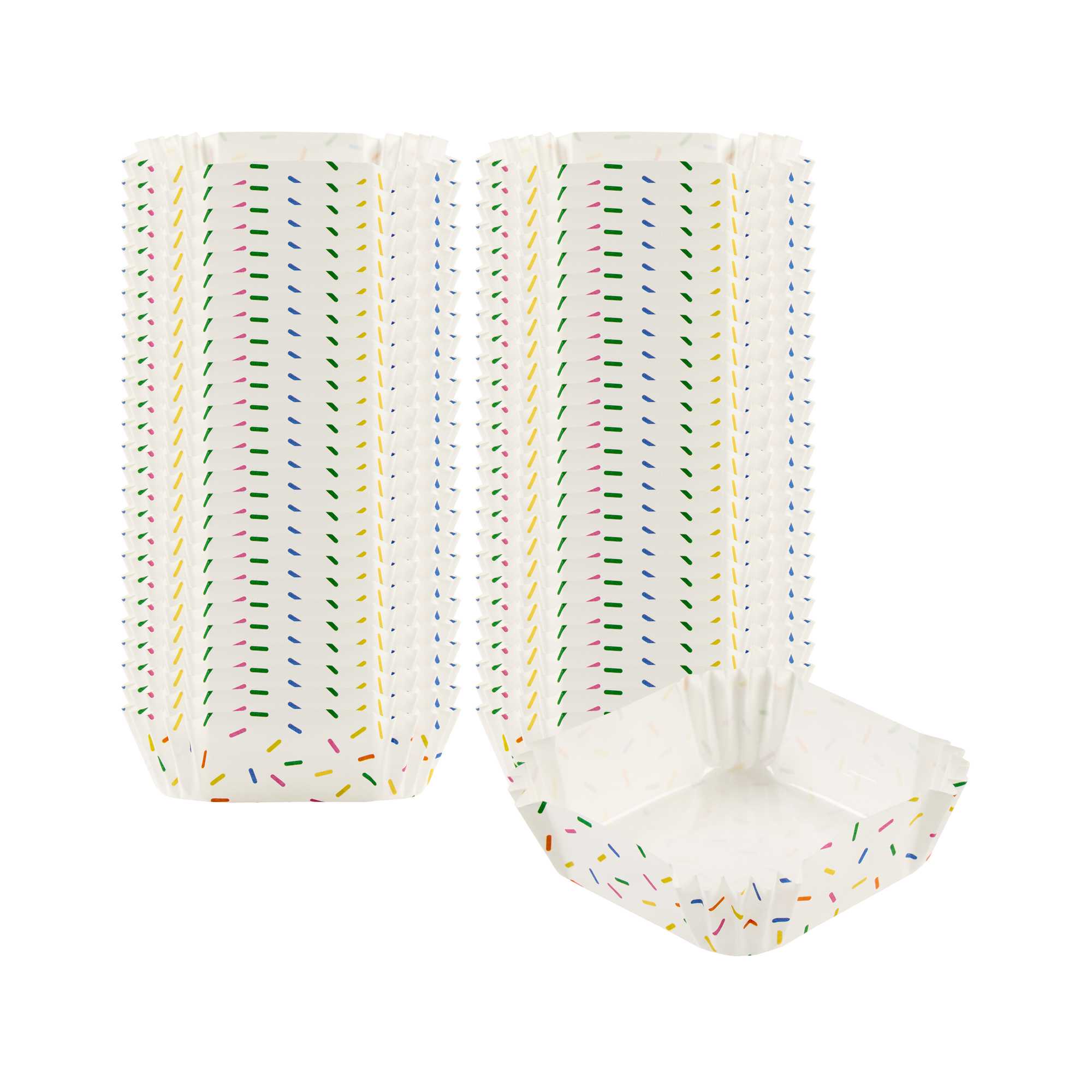 Panificio 6 oz Square Paper Baking Cup - Colorful Confetti, Greaseproof - 3 1/4" x 3 1/4" x 1 1/4" - 4000 count box