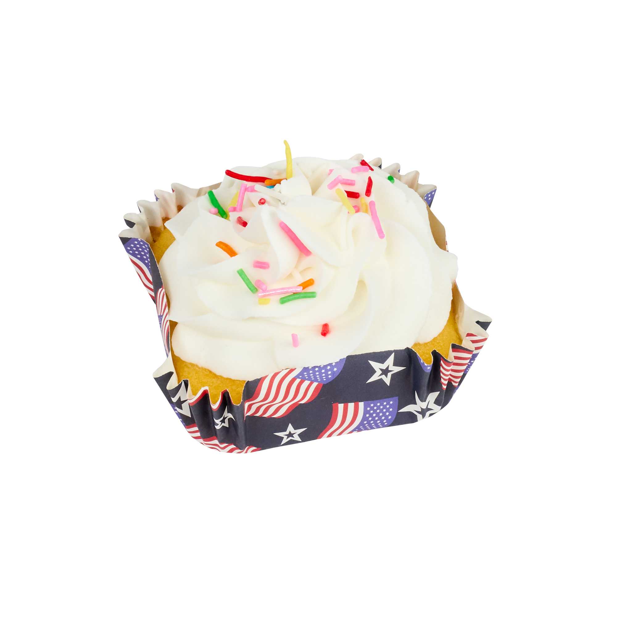 Panificio 6 oz Square Paper Baking Cup - American Flag, Greaseproof - 3 1/4" x 3 1/4" x 1 1/4" - 4000 count box