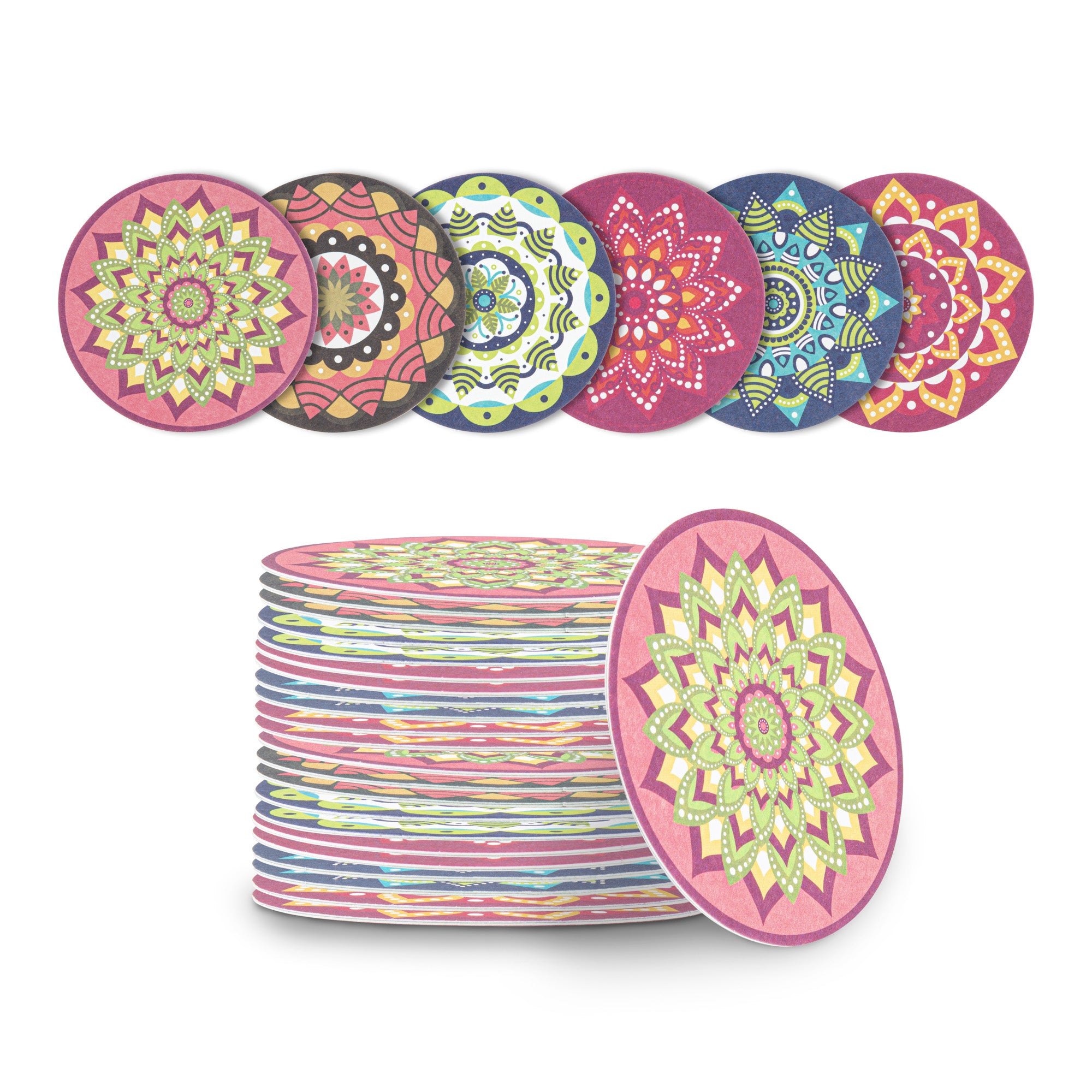 Bar Lux Round Floral Paper Coaster - 6 Assorted Designs - 3 1/2" - 480 count box