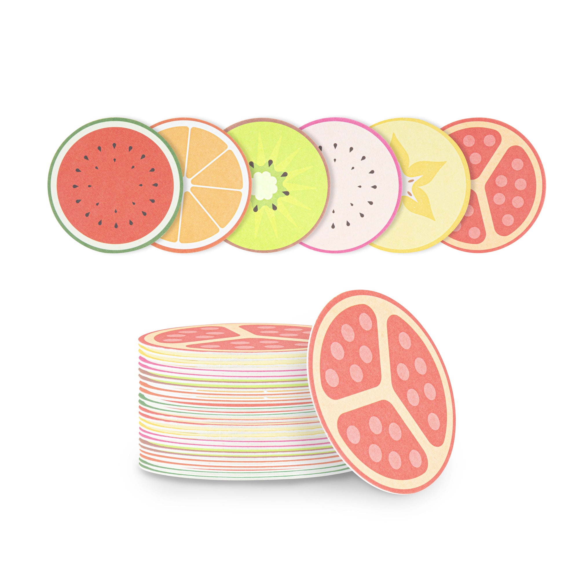 Bar Lux Round Fruit Paper Coaster - 6 Assorted Designs - 3 1/2" - 48 count box