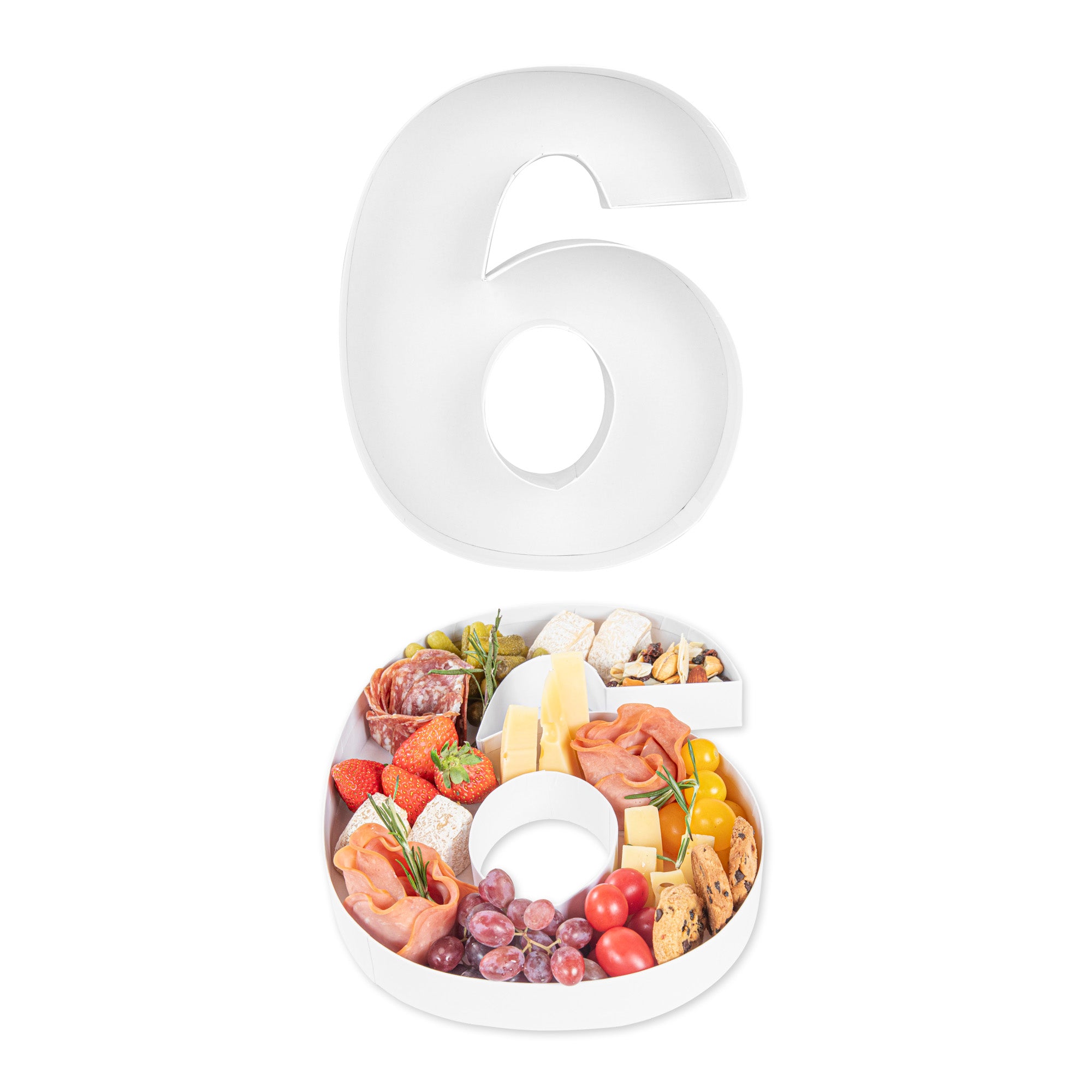 Chef 101 White Paper Charcuterie Fillable Number 6 Tray - 12" x 10" x 1 1/2" - 1 count box