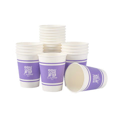 Restpresso 12 oz Purple Paper Insulated Hot Cup - Ideas Come After Coffee - 25 count box