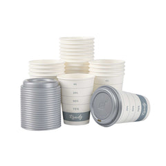 Restpresso 12 oz Green Paper Insulated Hot Cup - Readiness Meter, with Gray Lid - 100 count box