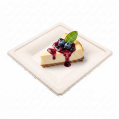 Pulp Safe No PFAS Added Square White Sugarcane / Bagasse Small Plate - Home Compostable - 6 1/4