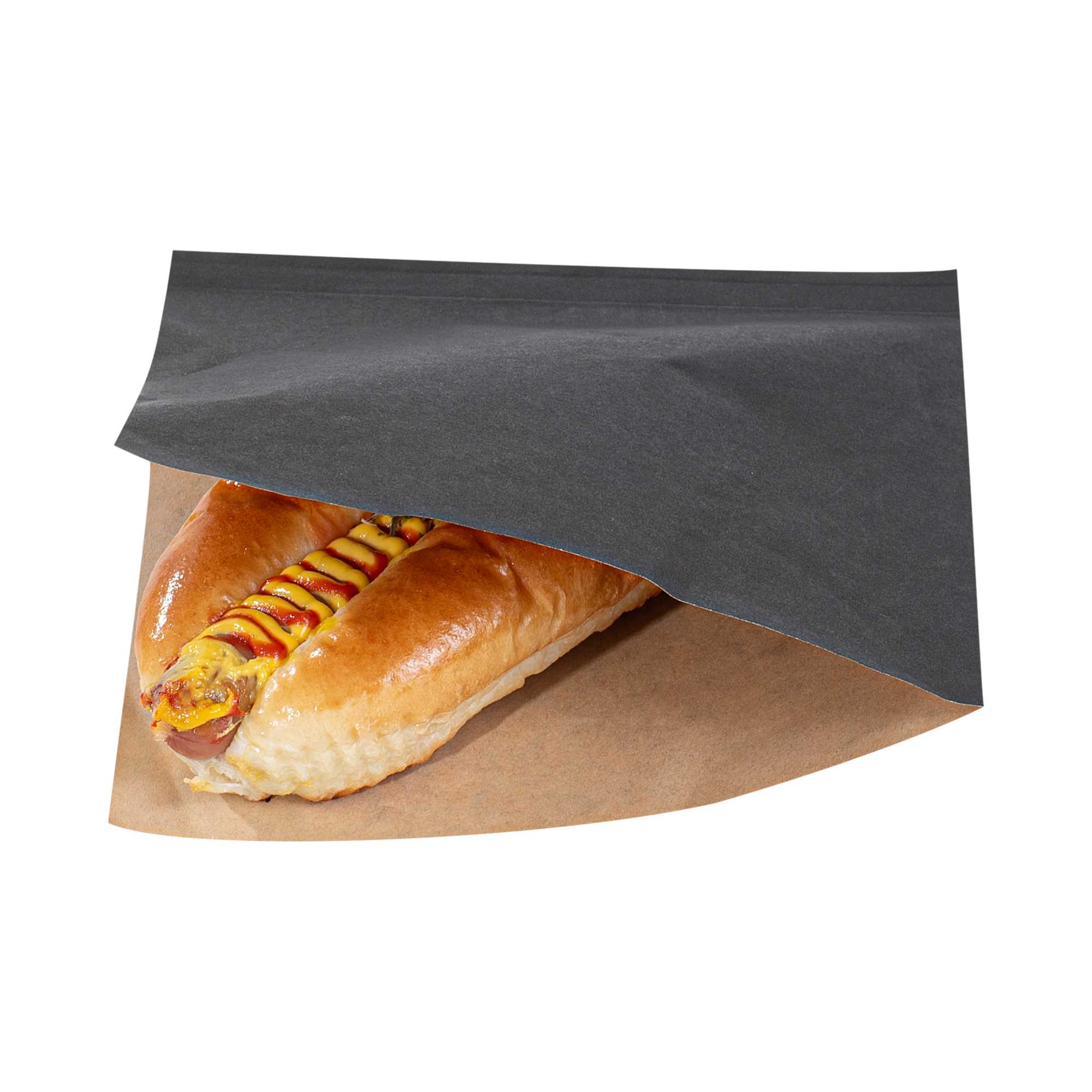 Bag Tek Black Paper Medium Double Open Bag - Greaseproof - 7" x 6 3/4" - 5000 count box