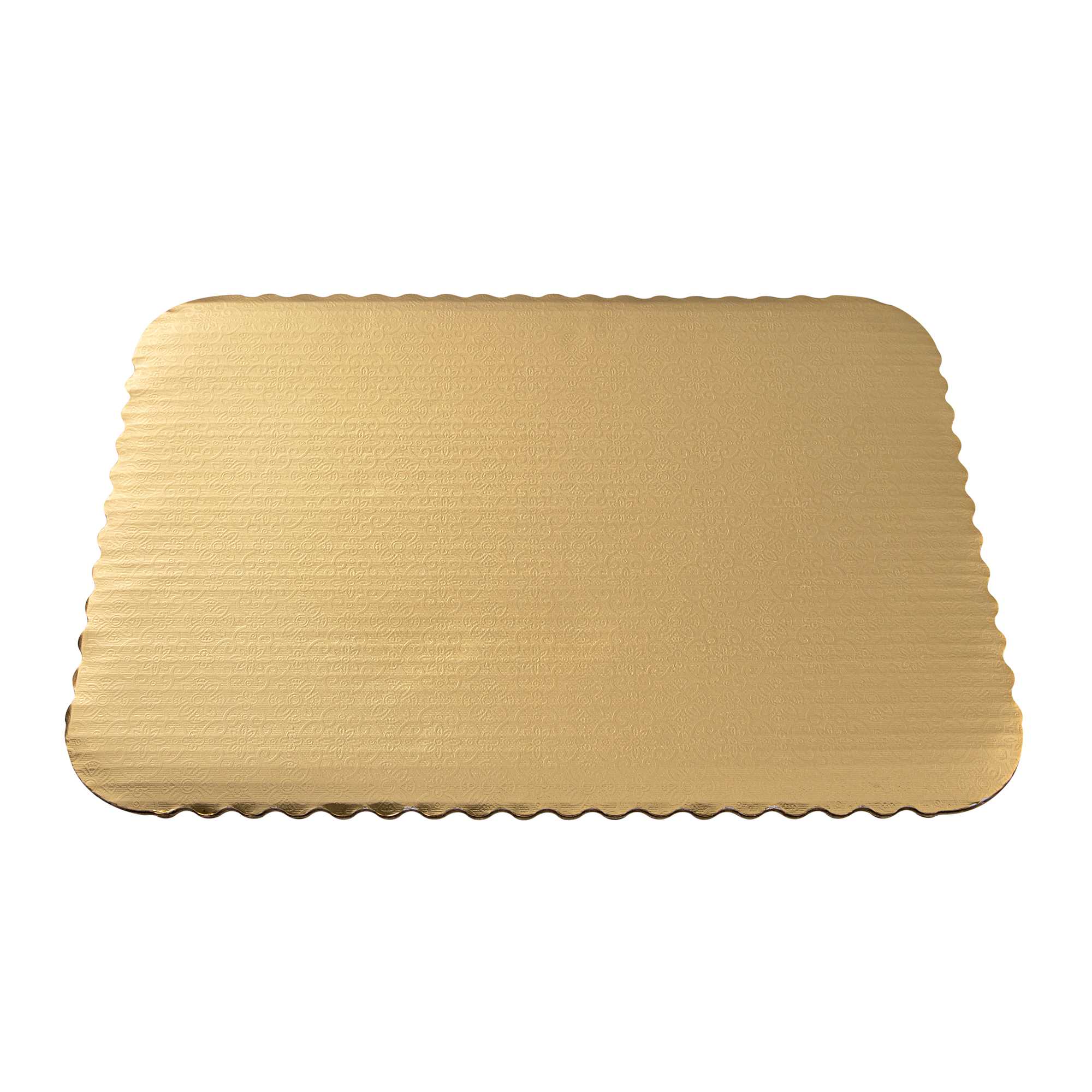 Pastry Tek Rectangle Gold Cake Board - Scalloped Edge - 14" x 10" - 100 count box