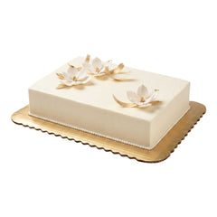 Pastry Tek Rectangle Gold Cake Board - Scalloped Edge - 14