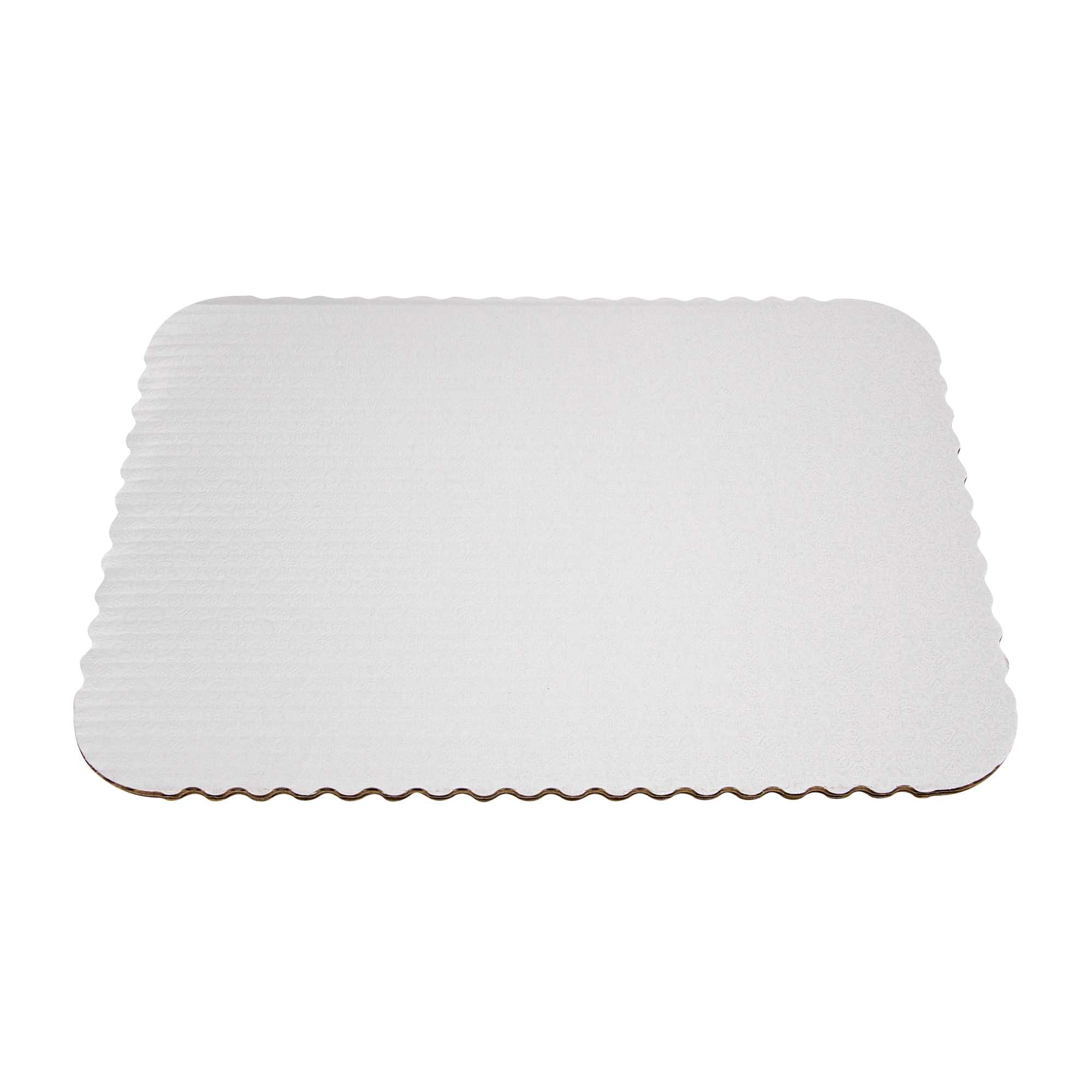 Pastry Tek Rectangle White Cake Board - Scalloped Edge - 14" x 10" - 100 count box