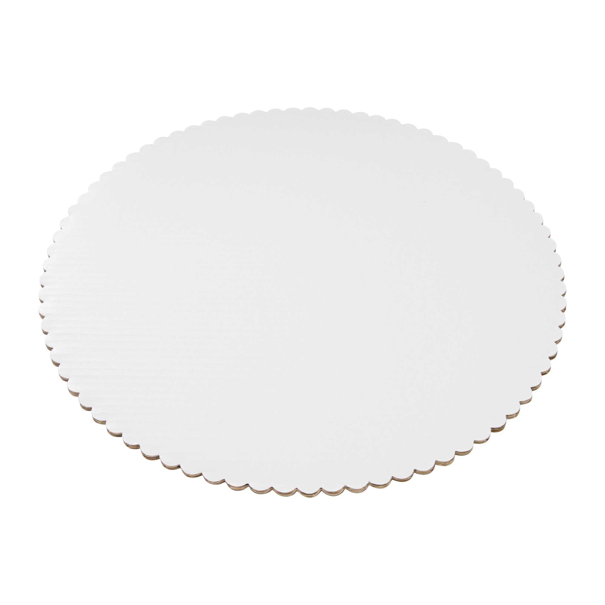 Pastry Tek Round White Cake Board - Scalloped Edge - 15 3/4" - 100 count box