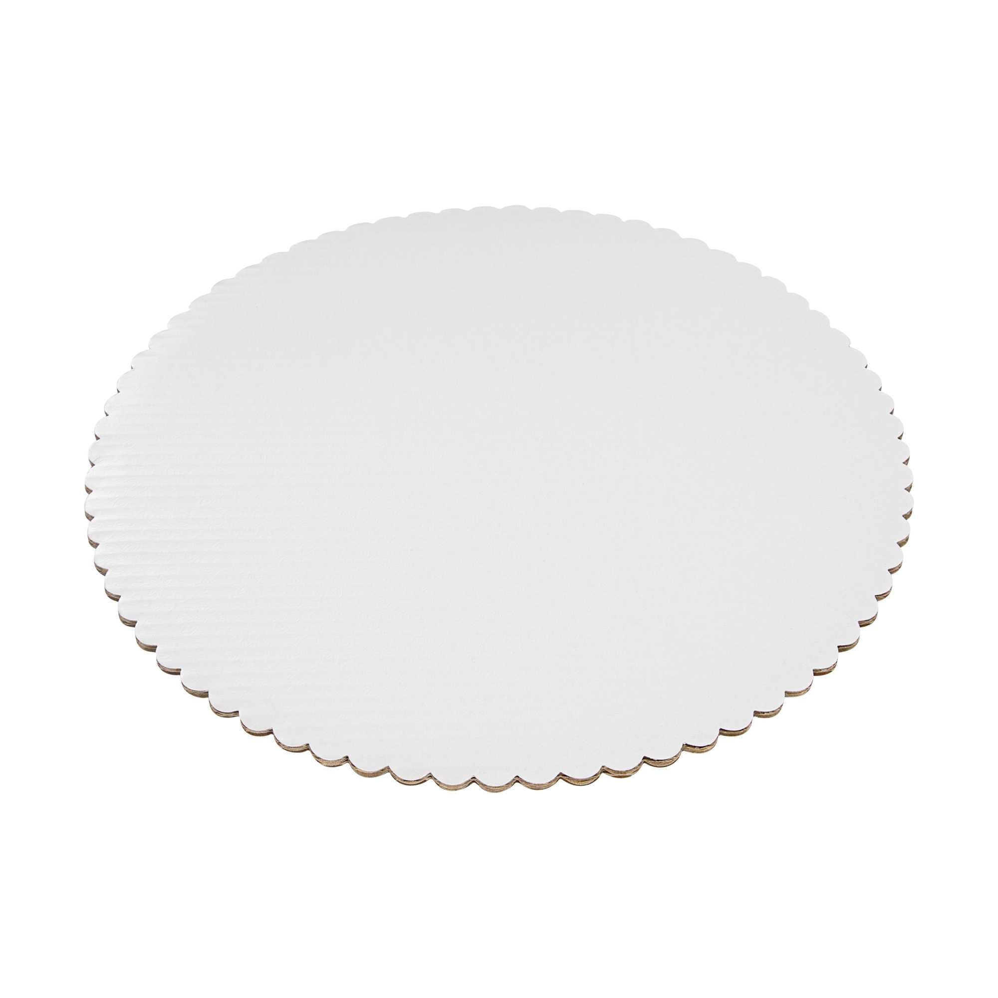 Pastry Tek Round White Cake Board - Scalloped Edge - 13 3/4" - 100 count box