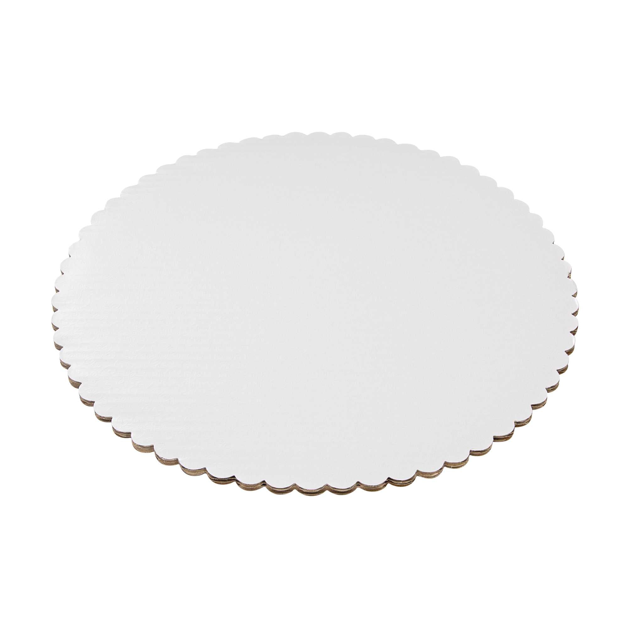 Pastry Tek Round White Cake Board - Scalloped Edge - 12" - 100 count box