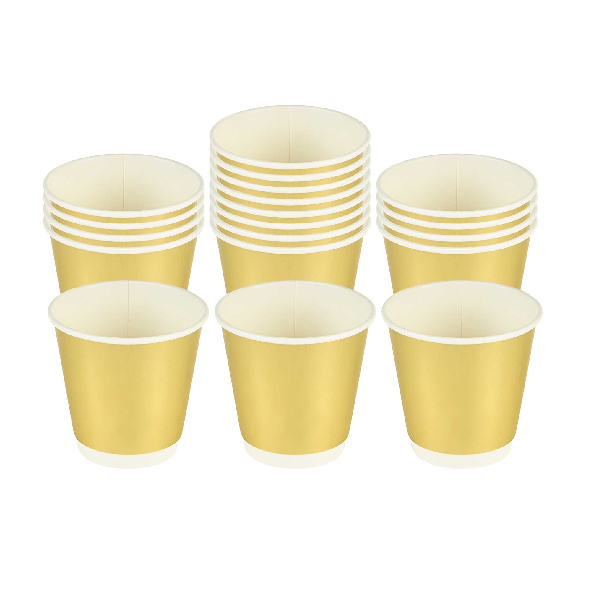 Restpresso 9 oz Metallic Gold Paper Hot / Cold Cup - 25 count box