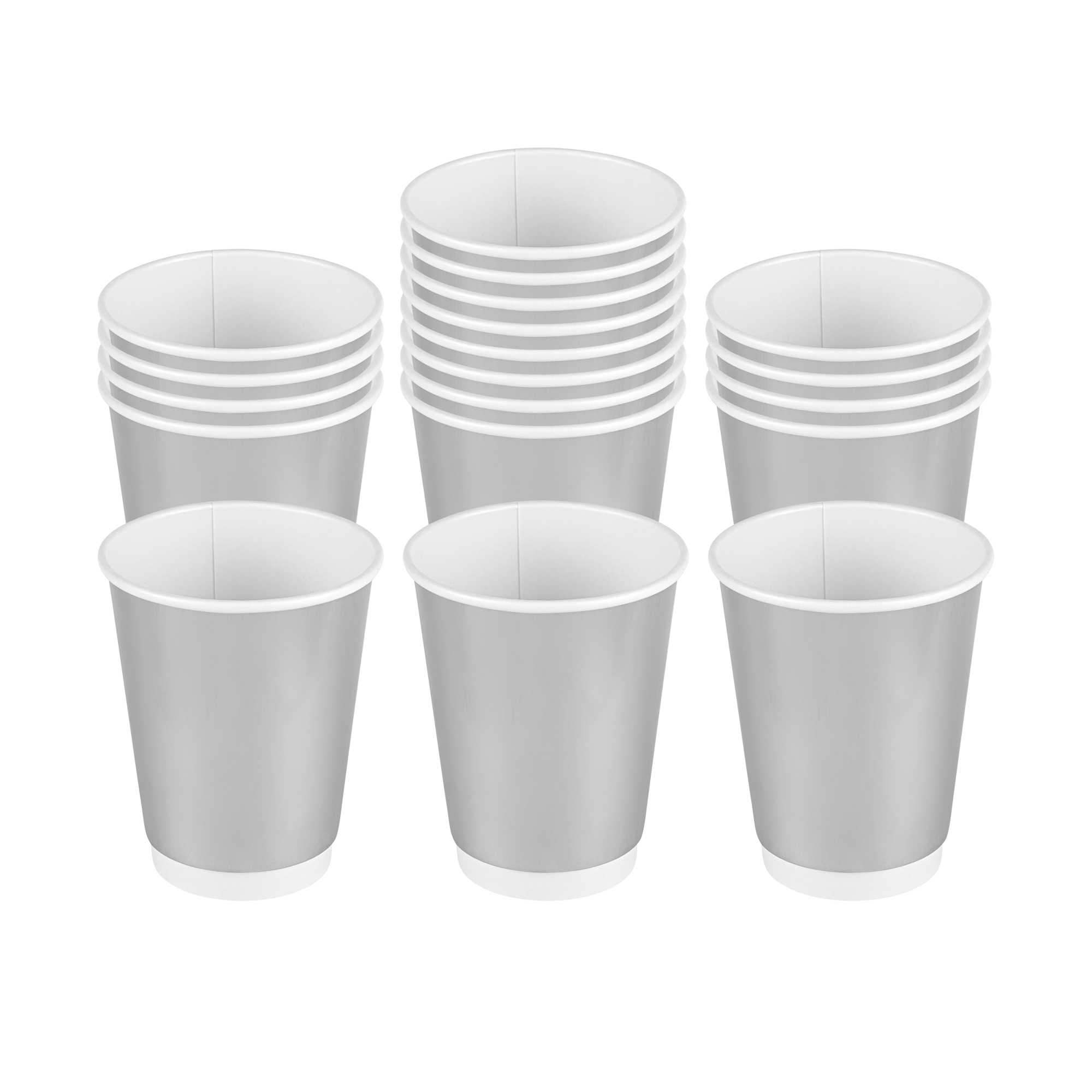 Restpresso 12 oz Metallic Silver Paper Hot / Cold Cup - 500 count box