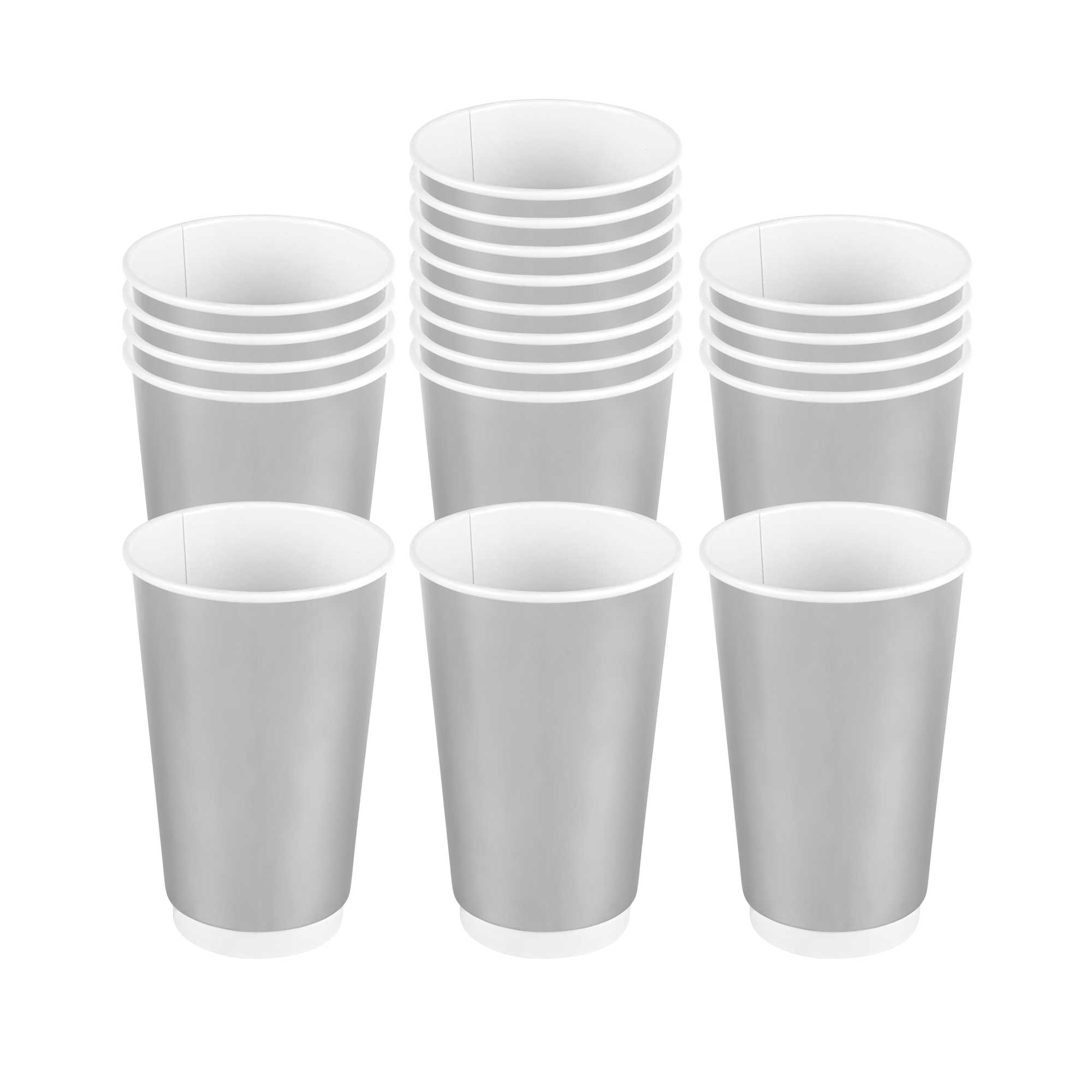 Restpresso 16 oz Metallic Silver Paper Hot / Cold Cup - 500 count box