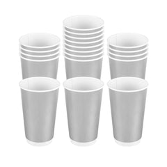 Restpresso 16 oz Metallic Silver Paper Hot / Cold Cup - 500 count box