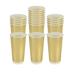 Restpresso 20 oz Metallic Gold Paper Hot / Cold Cup - 25 count box