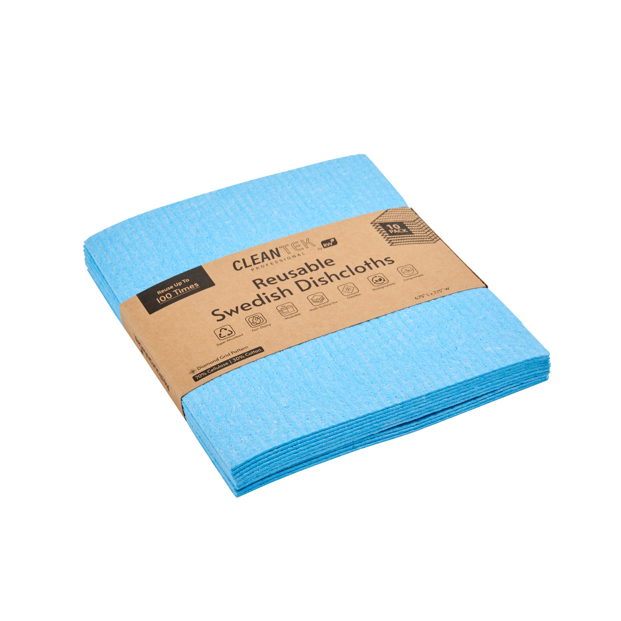 Clean Tek Professional Blue Reusable Swedish Dishcloth - 6 3/4" x 7 3/4" - 200 count box