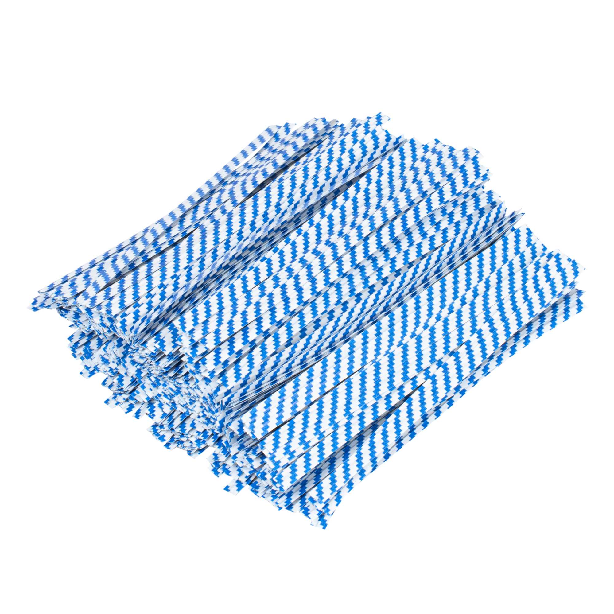 Bag Tek Blue Stripe Paper Twist Tie / Bag Tie - Laminated - 4" - 500 count box