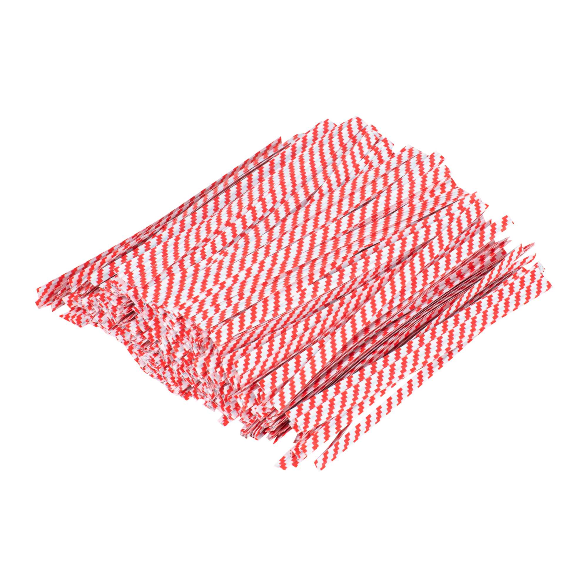Bag Tek Red Stripe Paper Twist Tie / Bag Tie - Laminated - 4" - 5000 count box