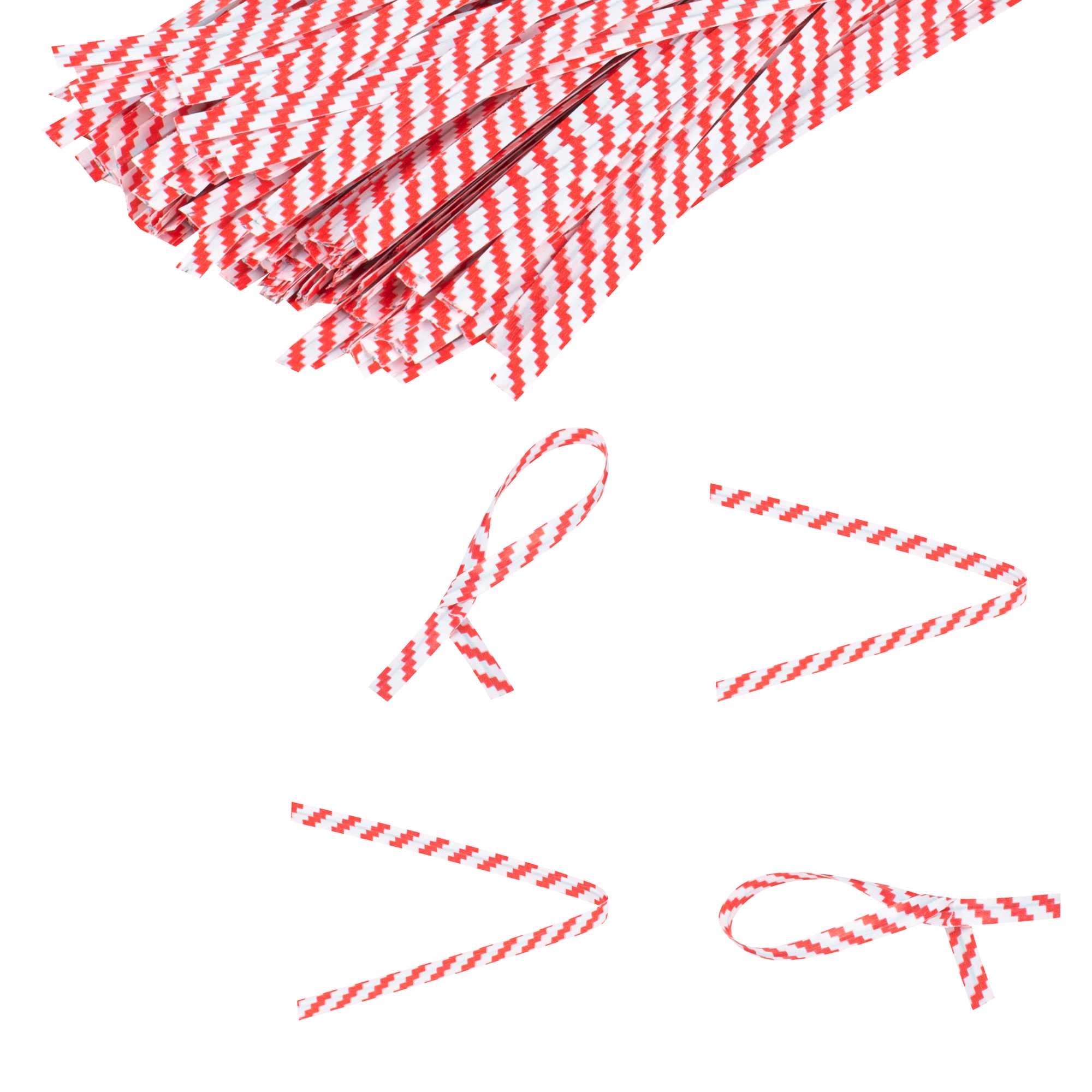 Bag Tek Red Stripe Paper Twist Tie / Bag Tie - Laminated - 4" - 50000 count box